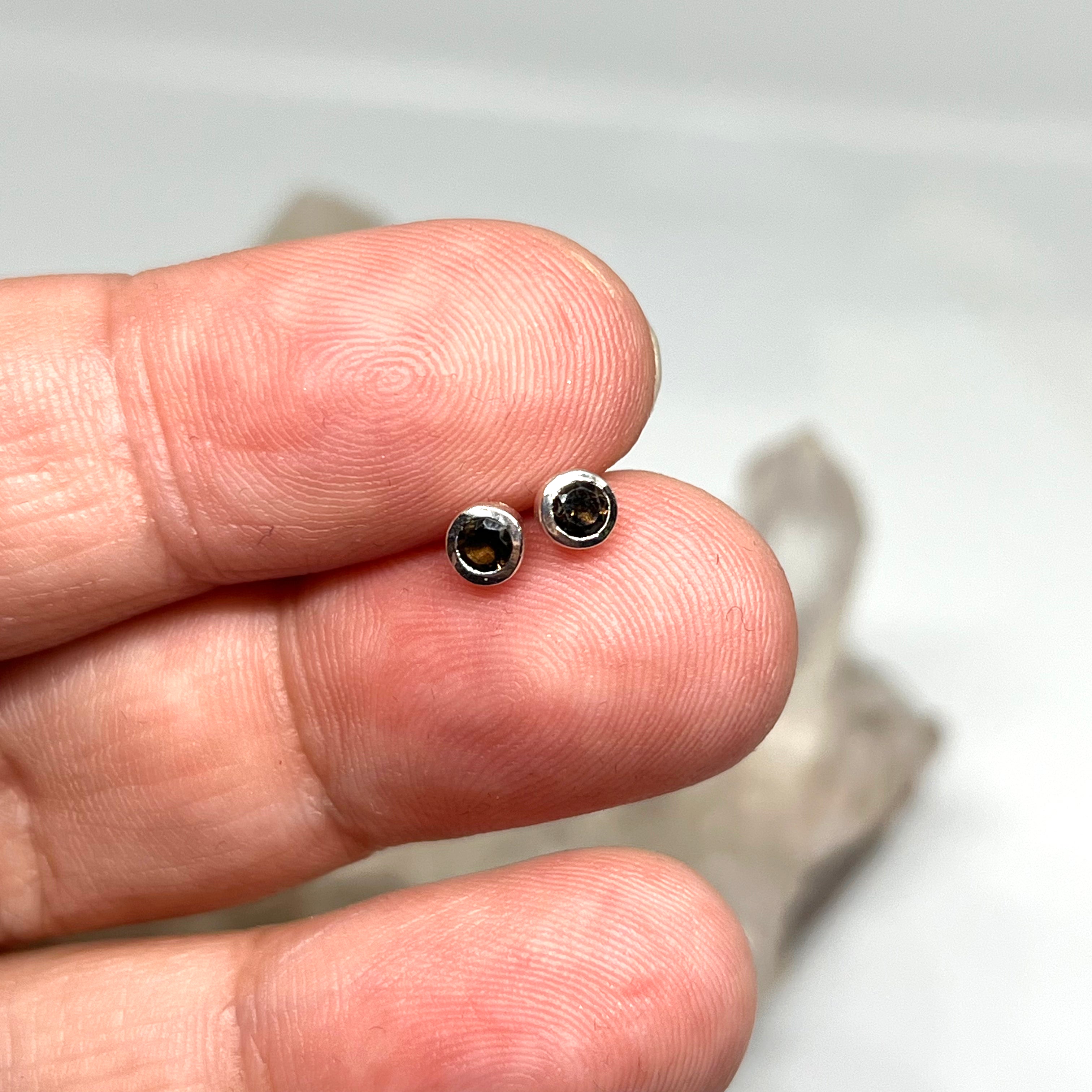 3mm Round Faceted Gemstone Bezel Set Stud Earrings - PSE004 | Elegant Everyday Jewelry for Women, Perfect for Work, Parties & Special Occasions