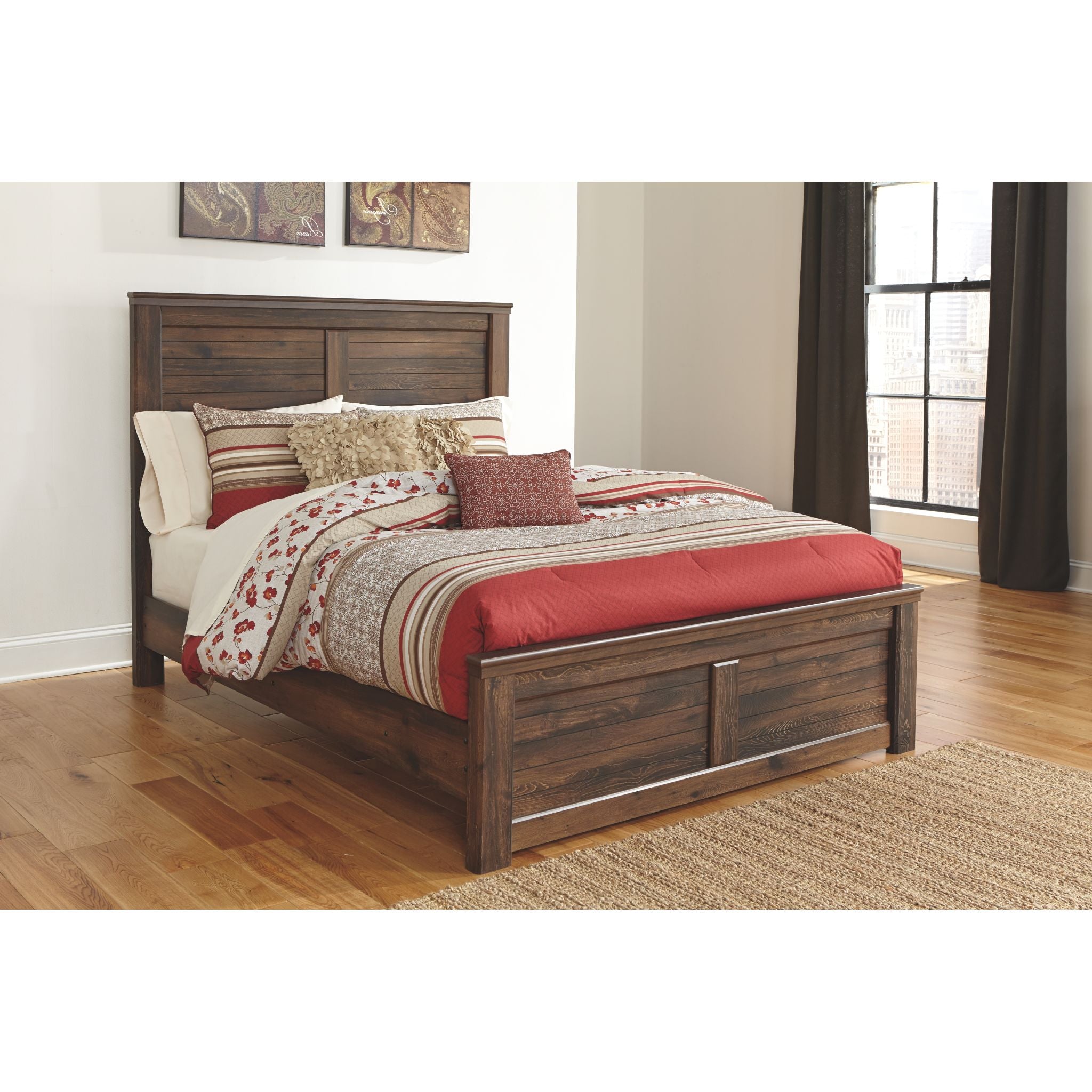 Ashley Cinder Falls 3-Piece Panel Bed Set - Queen Size Wooden Bed Frame with Headboard & Footboard - Perfect for Modern Bedroom Decor & Master Suite Furniture