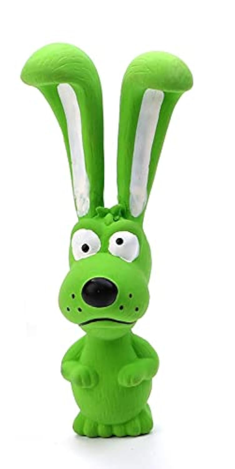 Eco-Friendly Squeaky Plastic Rabbit Dog Toy for Small & Medium Dogs - Green Chew-Resistant Puppy Toy for Indoor & Outdoor Playtime