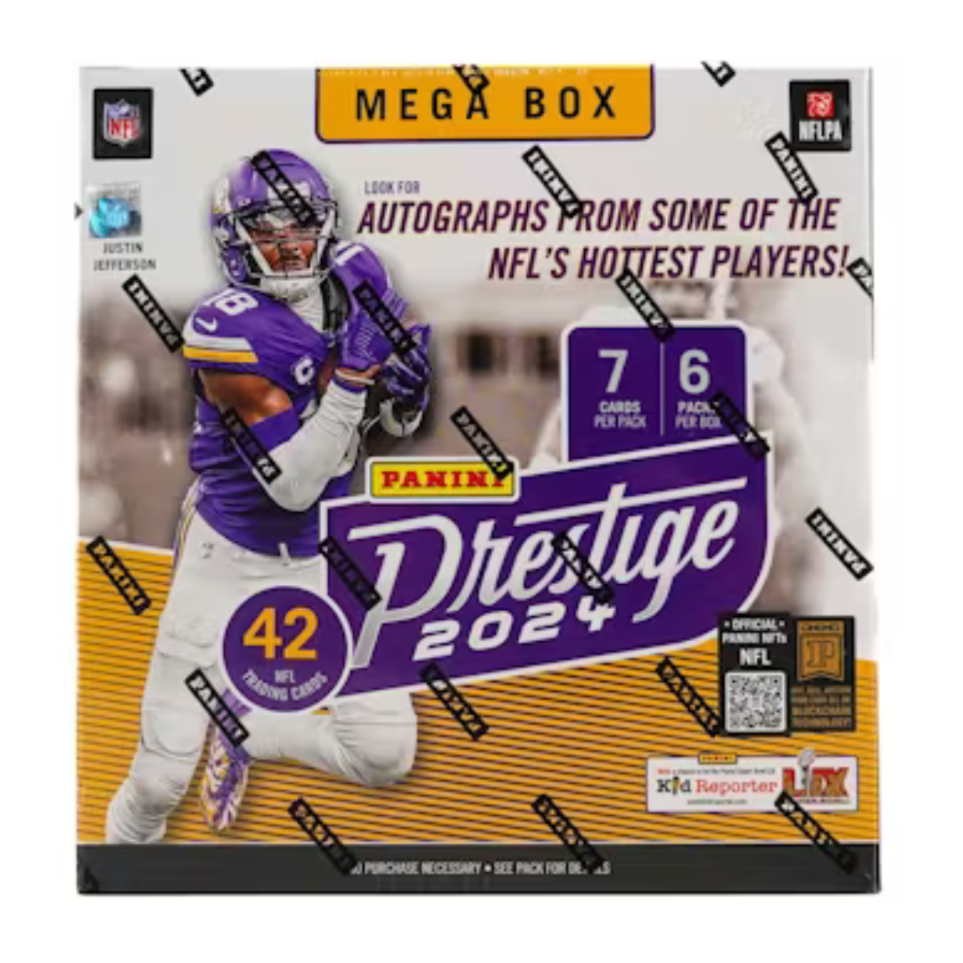 2024 Panini Prestige Football Mega Box with Hyper Parallels - Collectible Trading Cards for NFL Fans & Sports Memorabilia Collectors - Perfect for Gifting, Investing, and Displaying in Your Collection