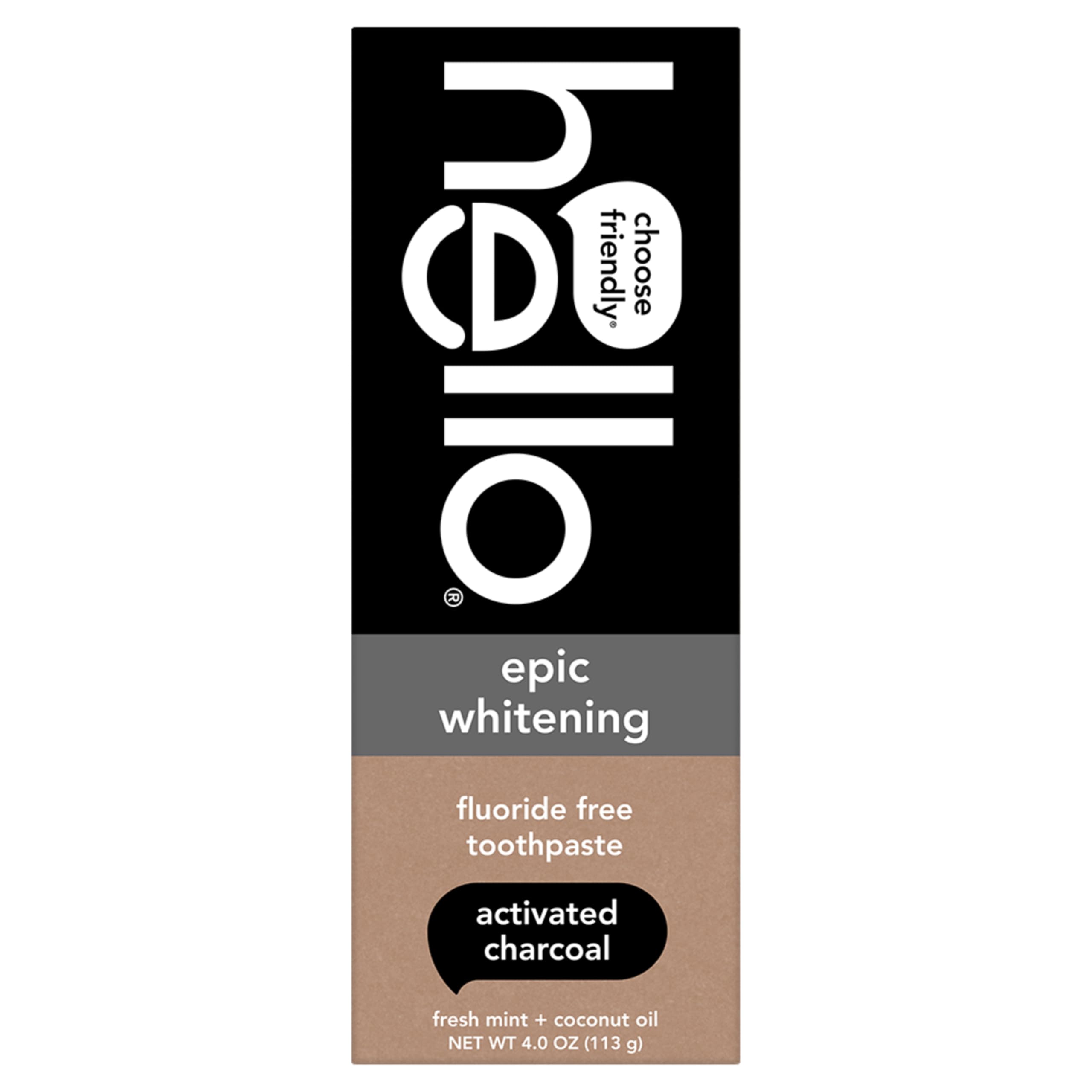 Epic Whitening Charcoal Toothpaste - Fluoride Free, Activated Charcoal & Coconut Oil Formula for Natural Teeth Whitening | SLS Free, Fresh Mint Flavor | 4.0 Oz Tube | Ideal for Daily Oral Care & Sensitive Teeth