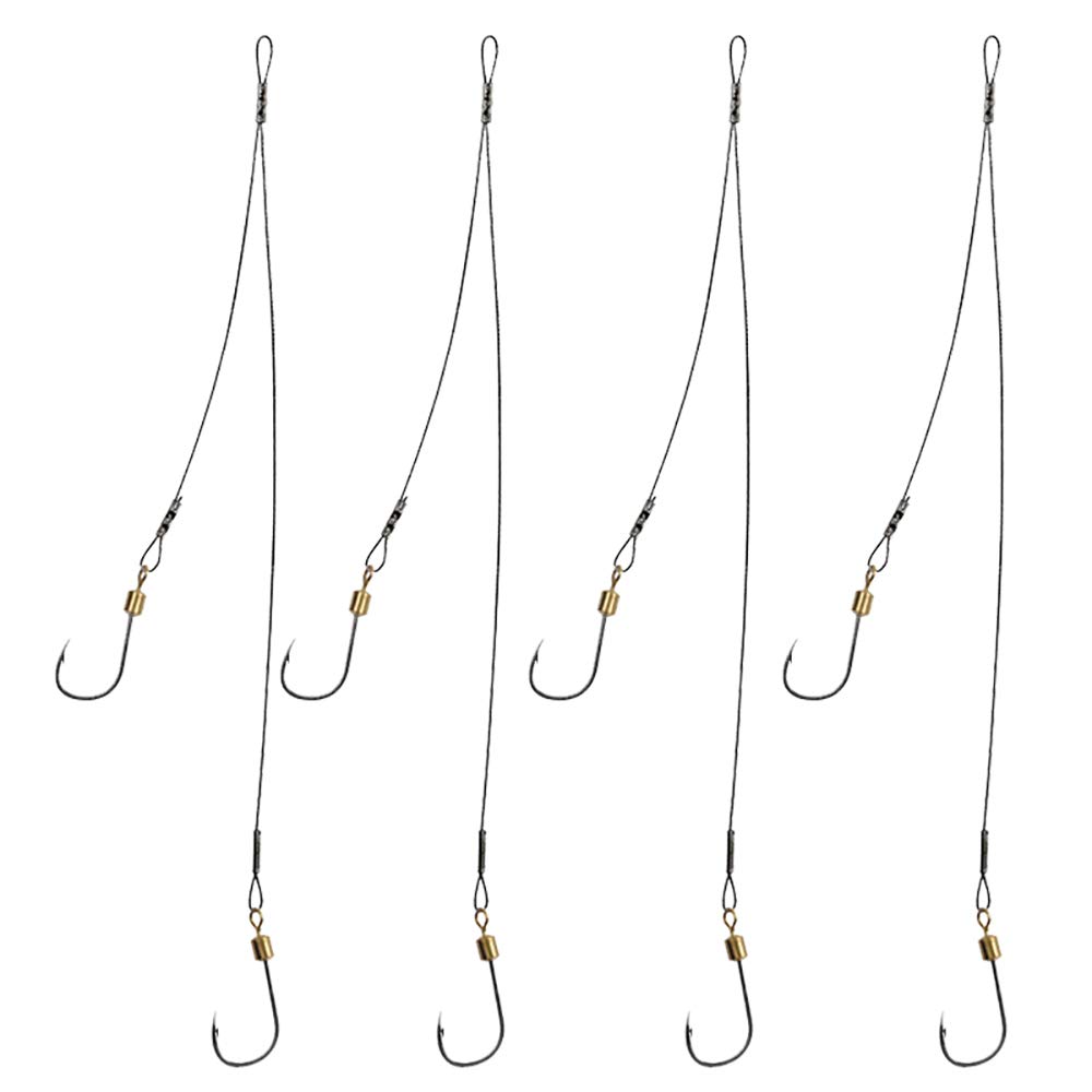 Stainless Steel Fishing Hook Rigs with Wire Line Leader - Saltwater & Freshwater Fishing Gear for Bass, Trout, and Catfish | Ideal for Pier, Shore, and Boat Fishing