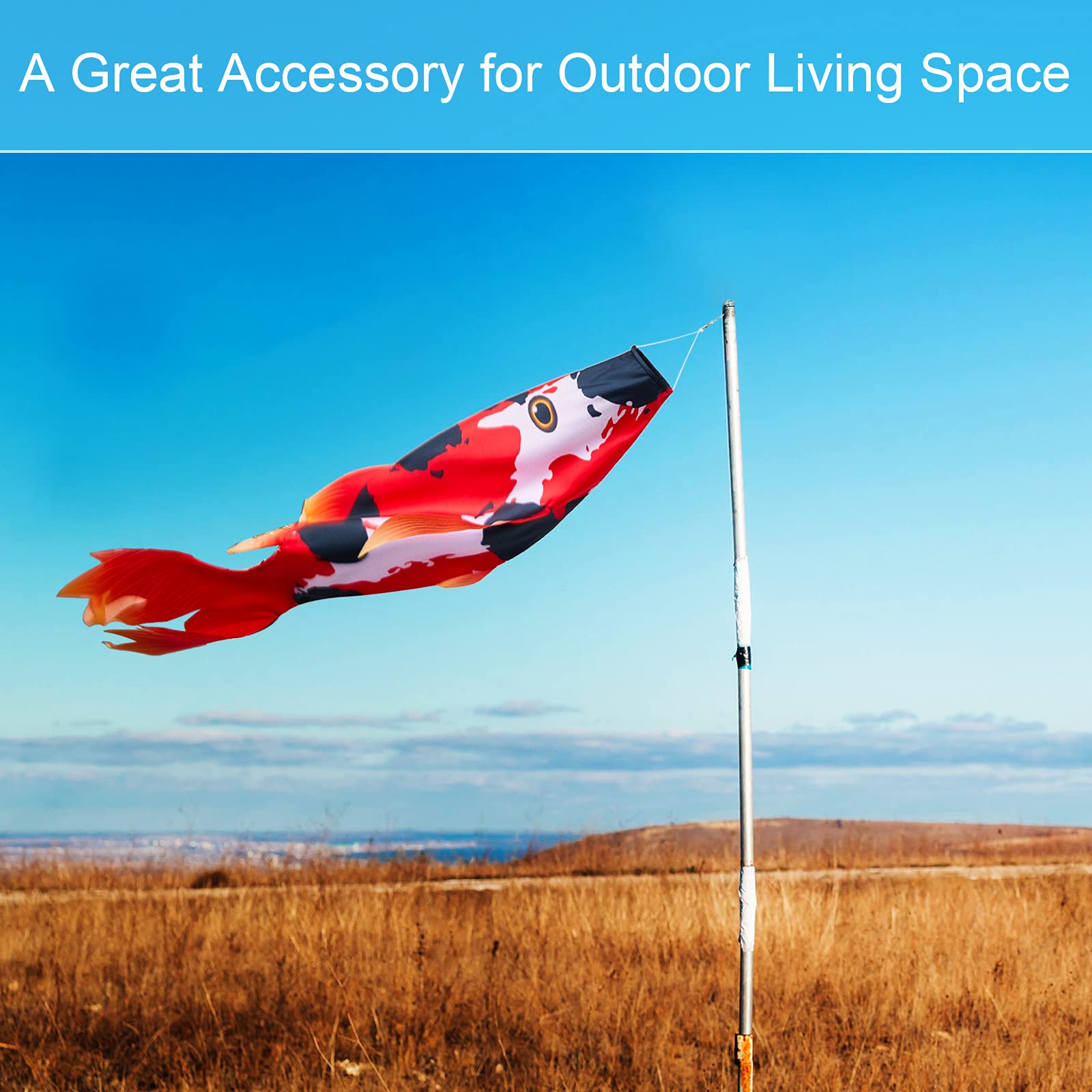 Realistic Red Koi Fish Windsock - 46 Inch Outdoor Hanging Decor for Garden, Patio, Lawn & Wall | Perfect for Parties, Festivals & Asian-Themed Events