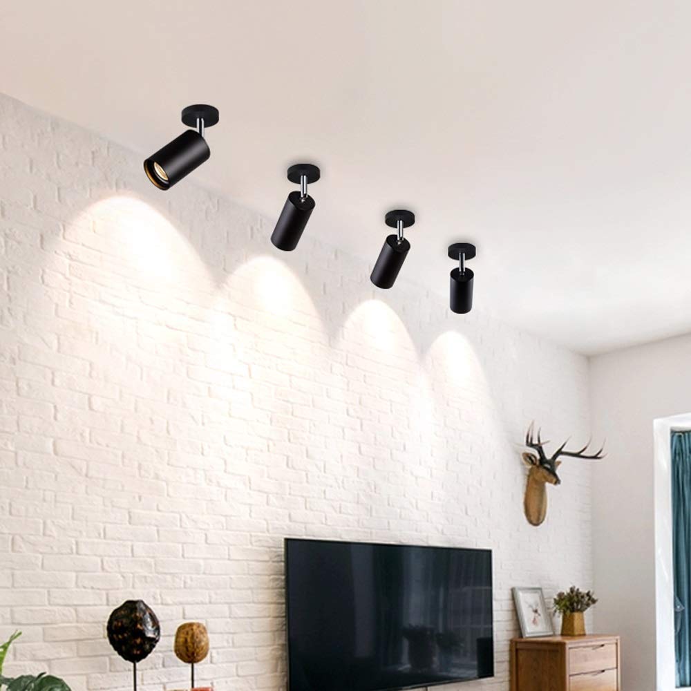 2 Pack Adjustable LED Wall Sconce - Rotatable GU10 Ceiling Spotlight Fixture in White/Black/Gold | Energy Efficient A++ Bedside Reading Lamp | Perfect for Living Room, Bedroom & Hallway Lighting