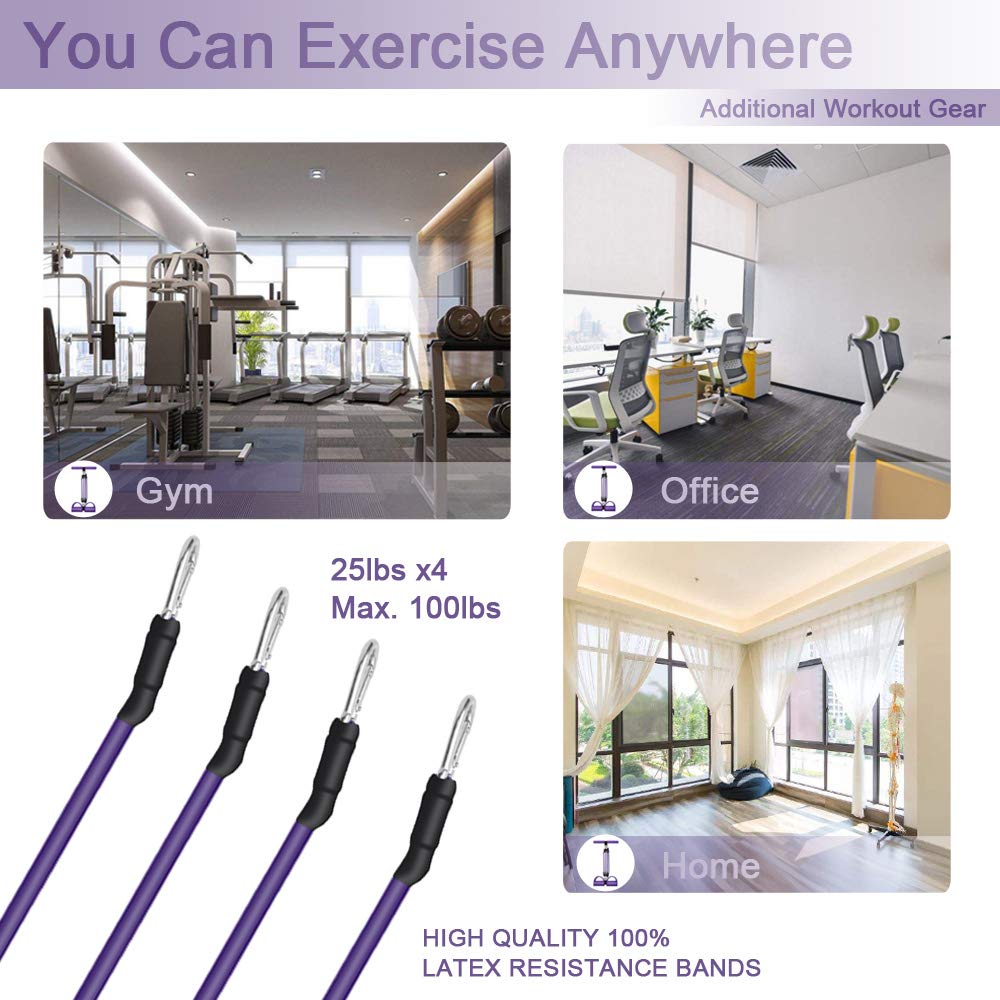 Premium 4-Tube Resistance Bands Set - Elastic Pull Rope for Full Body Workout, Yoga, Pilates & Strength Training - Perfect for Home Gym, Leg, Arm, Core & Abdominal Exercises - Ideal for Stretching, Toning & Slimming Workouts