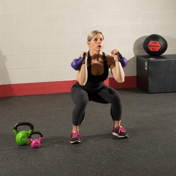 Body Solid Vinyl Coated Kettlebell Set - 12-40 lbs Weight Options for Home Gym & Cross Training - Durable Workout Equipment for Strength Training, HIIT & Functional Fitness