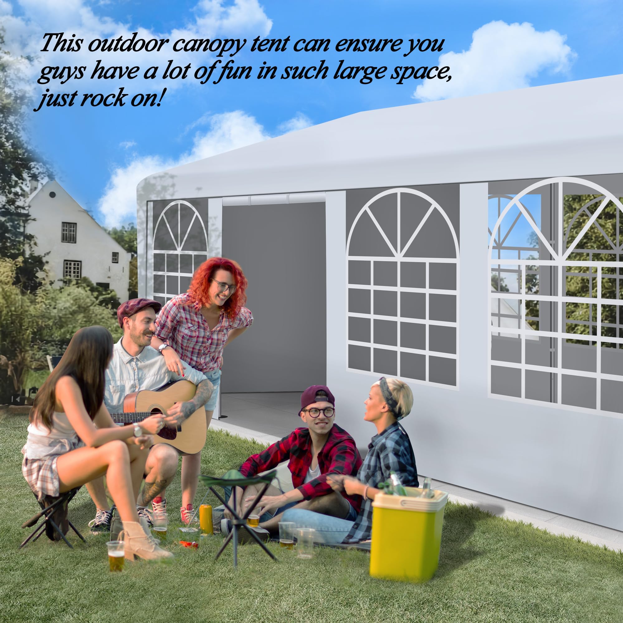 10' x 30' Heavy Duty Canopy Tent - Waterproof Outdoor Party Shelter with 4 Sand Bags for Weddings, Birthday Parties, Picnics & Backyard Events | Perfect for Outdoor Gatherings, Festivals & Market Stalls