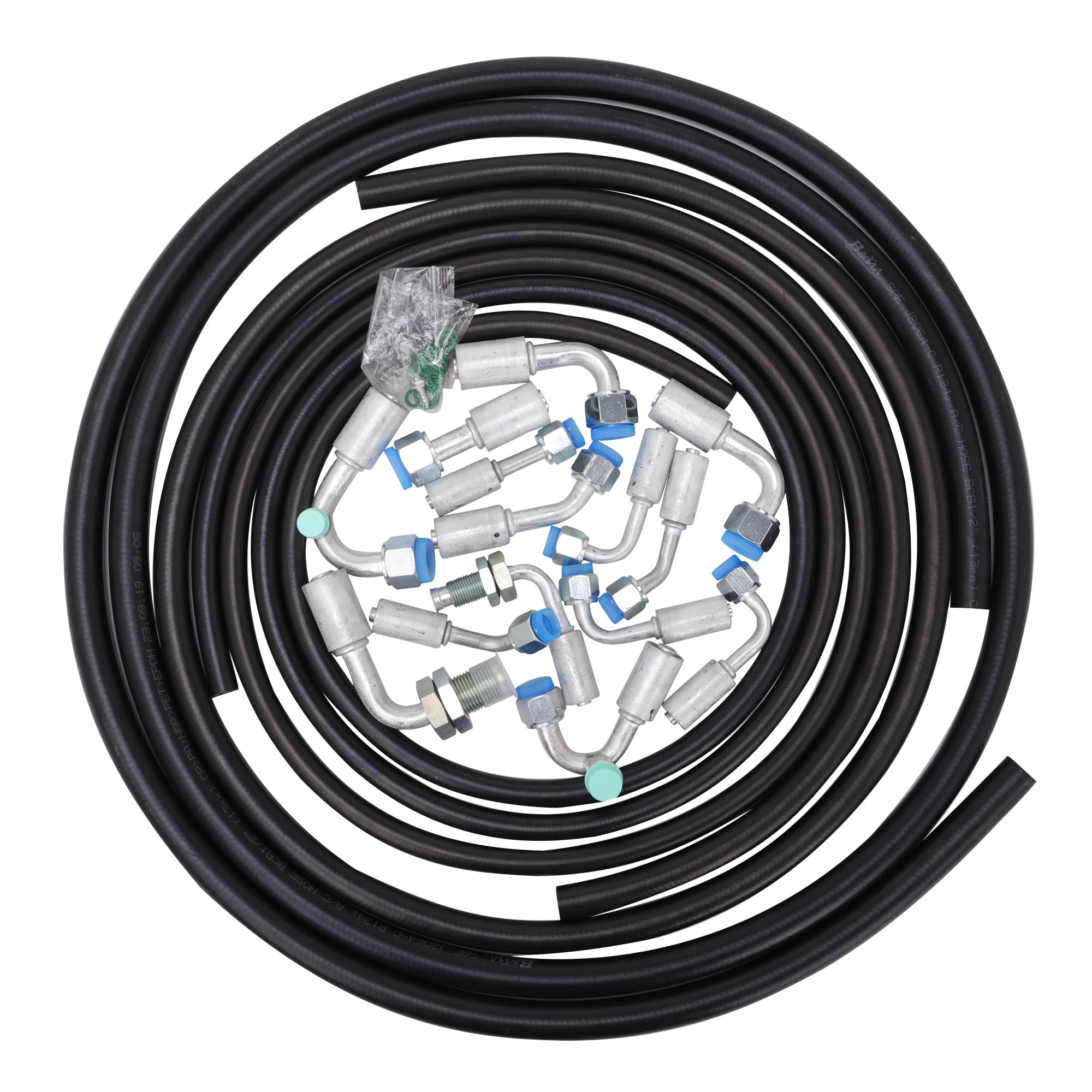 Universal A/C Air Conditioning Extension Hoses & Accessories Kit with O-Rings - Perfect for Car, Home & RV AC System Maintenance & Repair