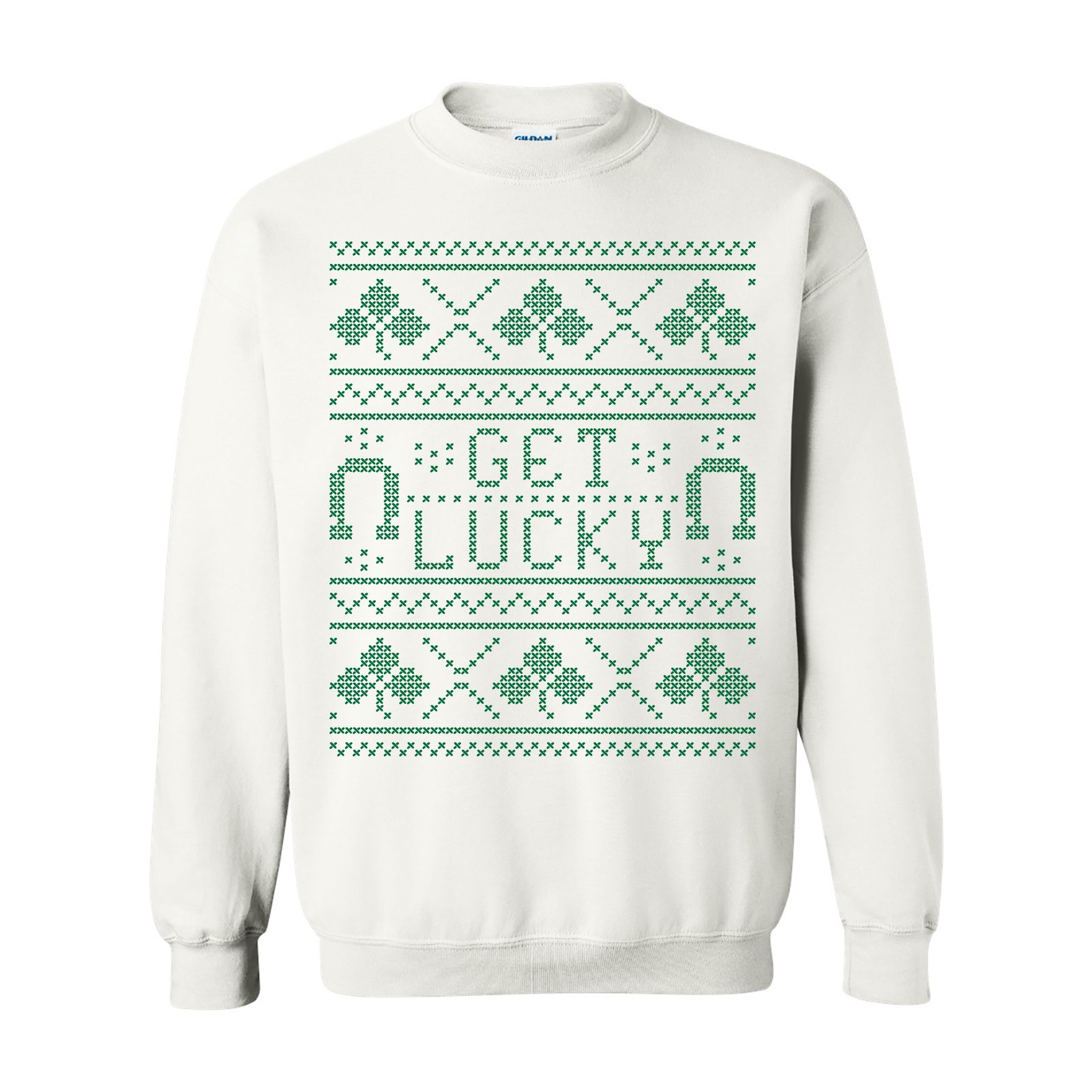 UGP Campus Apparel St. Patrick's Day Lucky Ugly Sweater Crewneck Sweatshirt | Funny Holiday Pullover for College Parties & Irish Pub Crawls