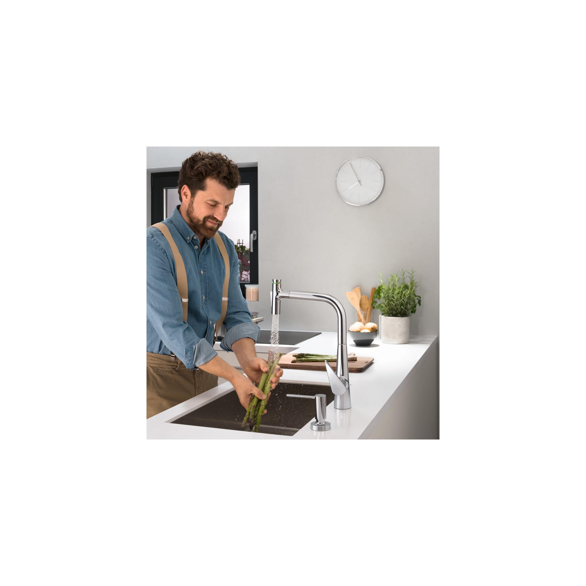 Hansgrohe Talis Select S Chrome Single-Handle Pull-Out Sprayer Kitchen Faucet - Modern Chrome Finish for Easy Cleaning & Food Prep (Model 72823001) | Perfect for Home Kitchens, Restaurants & RV Sinks