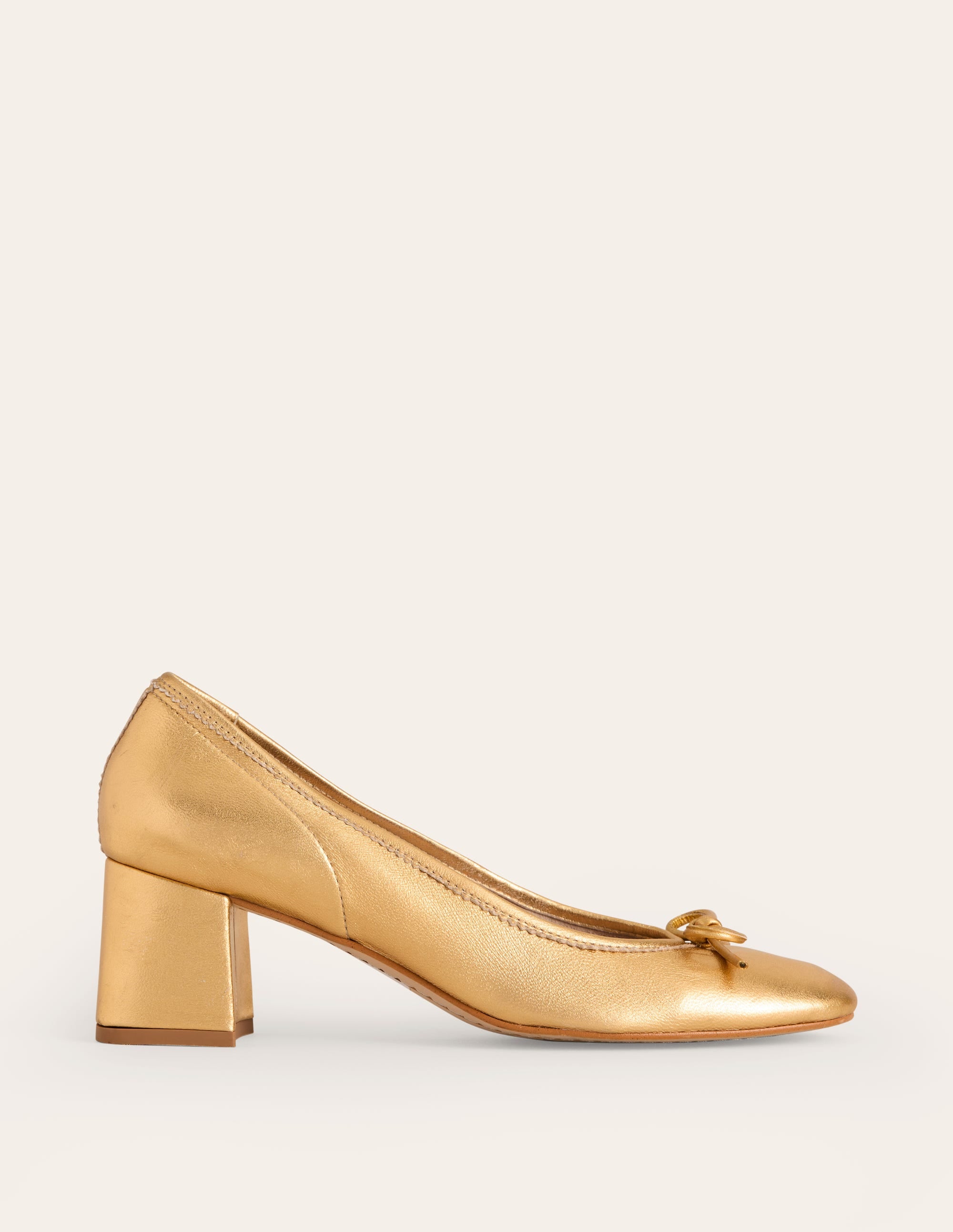 Gold Metallic Block Heel Ballet Flats - Comfortable Women's Dress Shoes for Work, Party & Everyday Wear