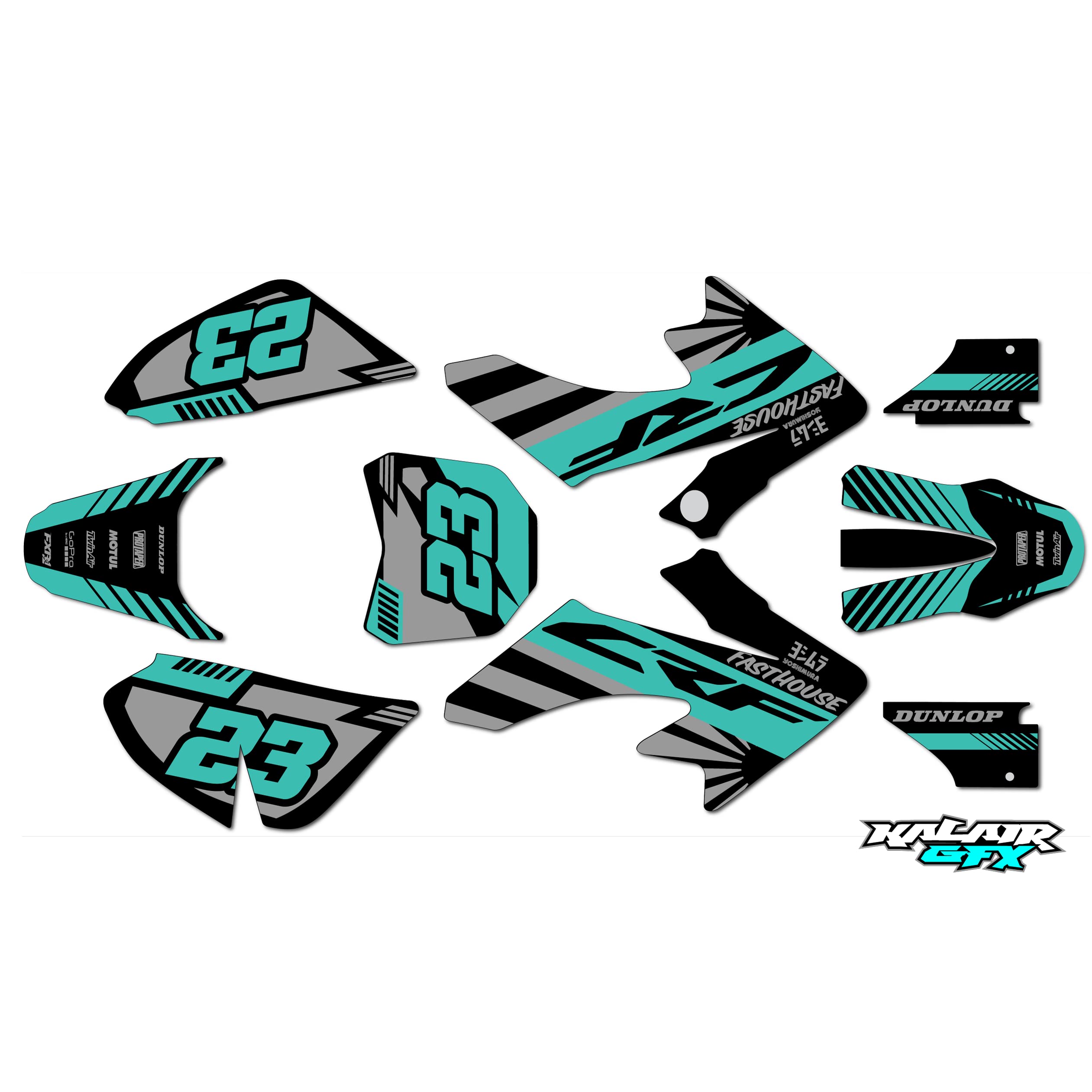 Honda CRF50 (2013+) FH Series Dirt Bike Custom Racing Graphics Kit - 9 Mil Teal Decals & Stickers (No Plastics Included) | Perfect for Motocross, Trail Riding & Bike Customization