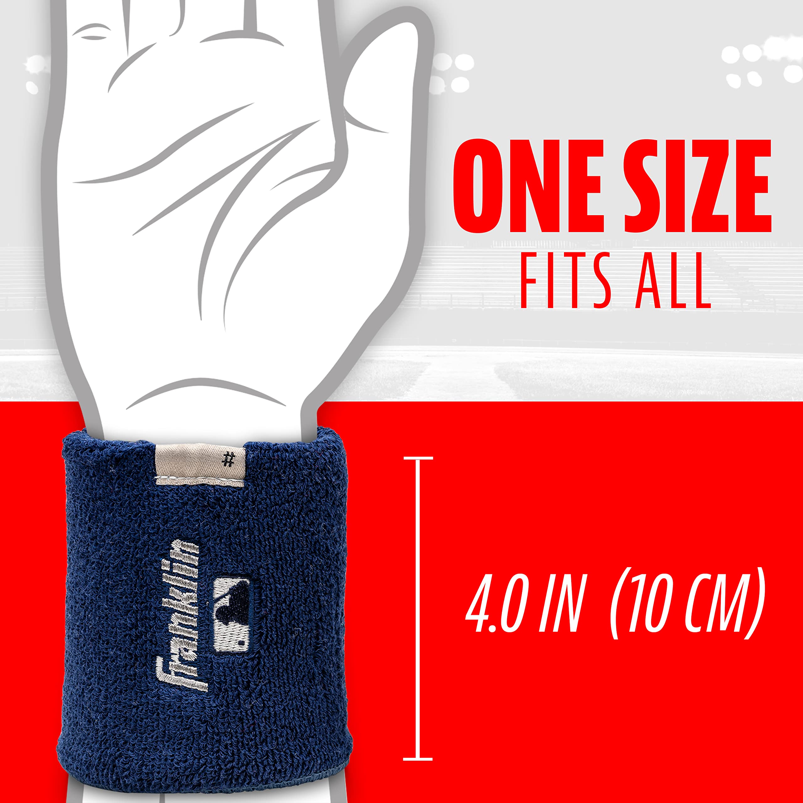 Franklin Sports MLB Wristbands - Official Baseball Wrist Sweatbands for Men & Women - Moisture Wicking Sports Accessories for Baseball, Basketball, Gym Workouts & Running