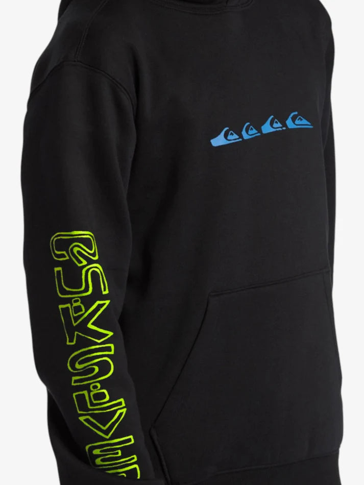 Quiksilver Kids Graphic Hoodie - Black | Soft & Comfortable Pullover for Boys & Girls | Perfect for School, Playdates & Outdoor Adventures