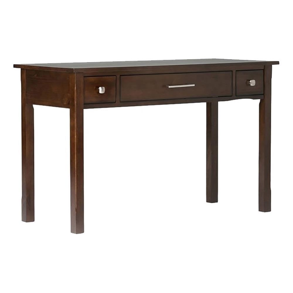 Solid Wood Computer Desk for Home Office - 48 Inch Rustic Writing Desk with Vintage Design, Small Space Workstation for Bedroom & Study - Dark Brown Wooden Study Table for Remote Work & Online Learning