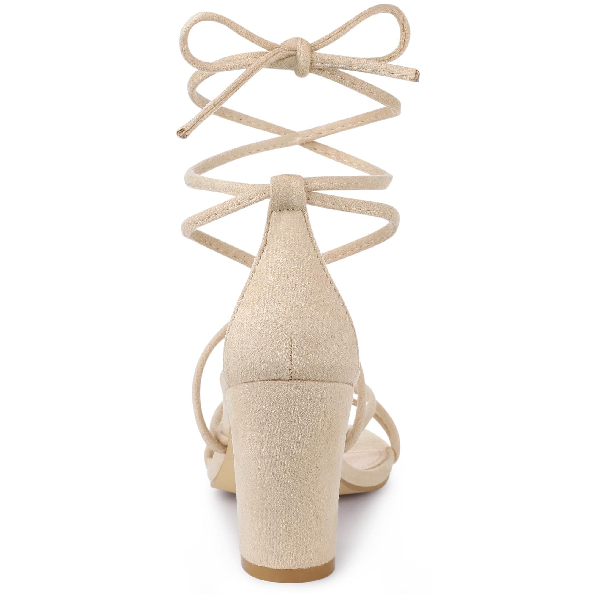 Perphy Women's Lace Up Strappy Chunky Heel Sandals - Fashionable High Heel Shoes for Party, Wedding & Evening Events