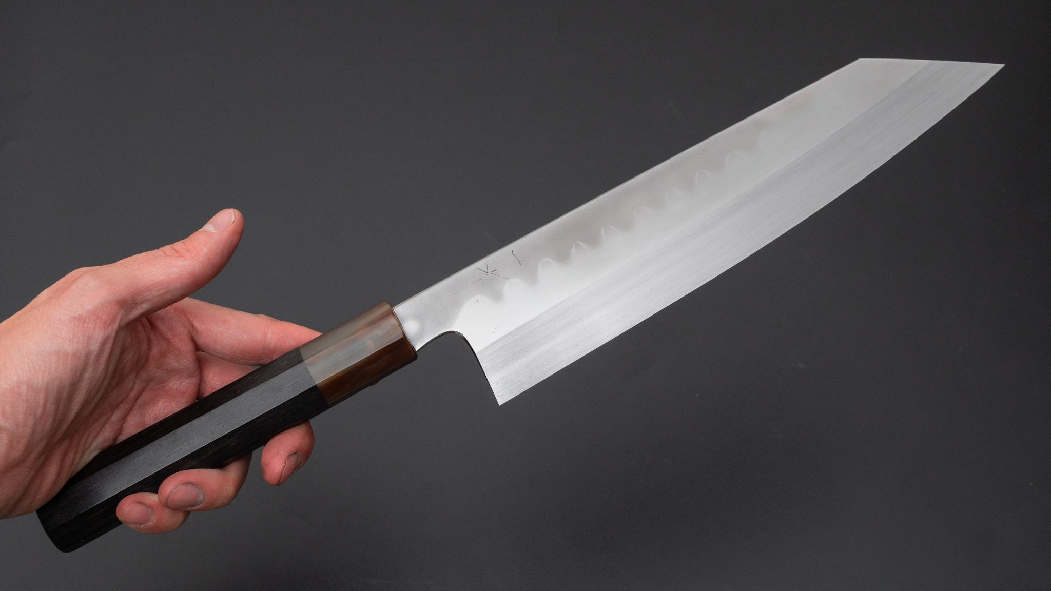 Hitohira Togashi Kyuzo White #1 Hakumon Mizu Honyaki Kiritsuke Gyuto 240mm Japanese Chef Knife with Taihei Ebony Handle (#096/ Saya) - Premium Sushi & Sashimi Preparation, Professional Kitchen Tool for Chefs