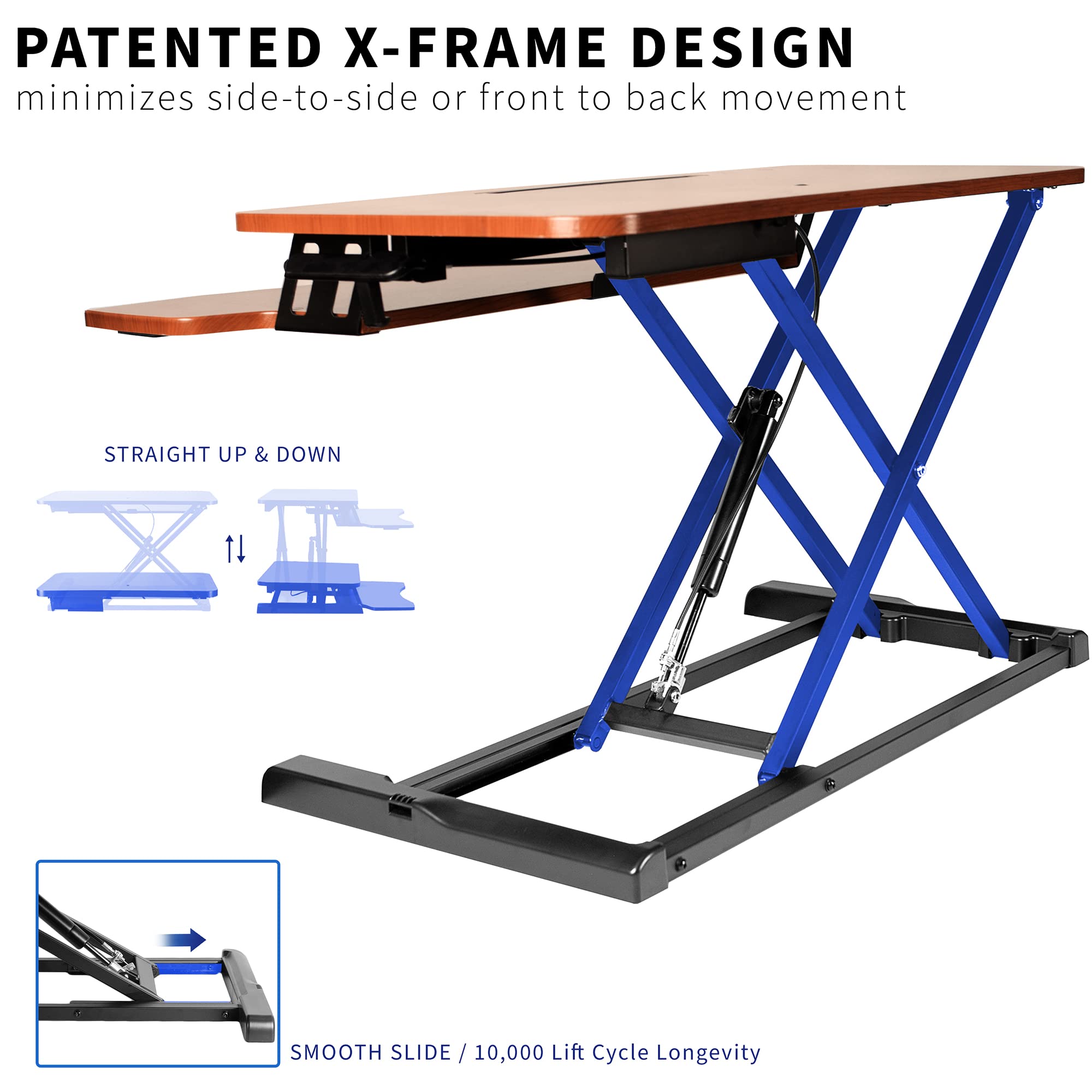 VIVO 32 Inch Height Adjustable Sit Stand Desk Converter - Dual Monitor & Laptop Workstation with Wide Keyboard Tray - Rustic Brown Top & Black Frame (K Series DESK-V000KN) - Perfect for Home Office, Gaming Setup & Ergonomic Workspace