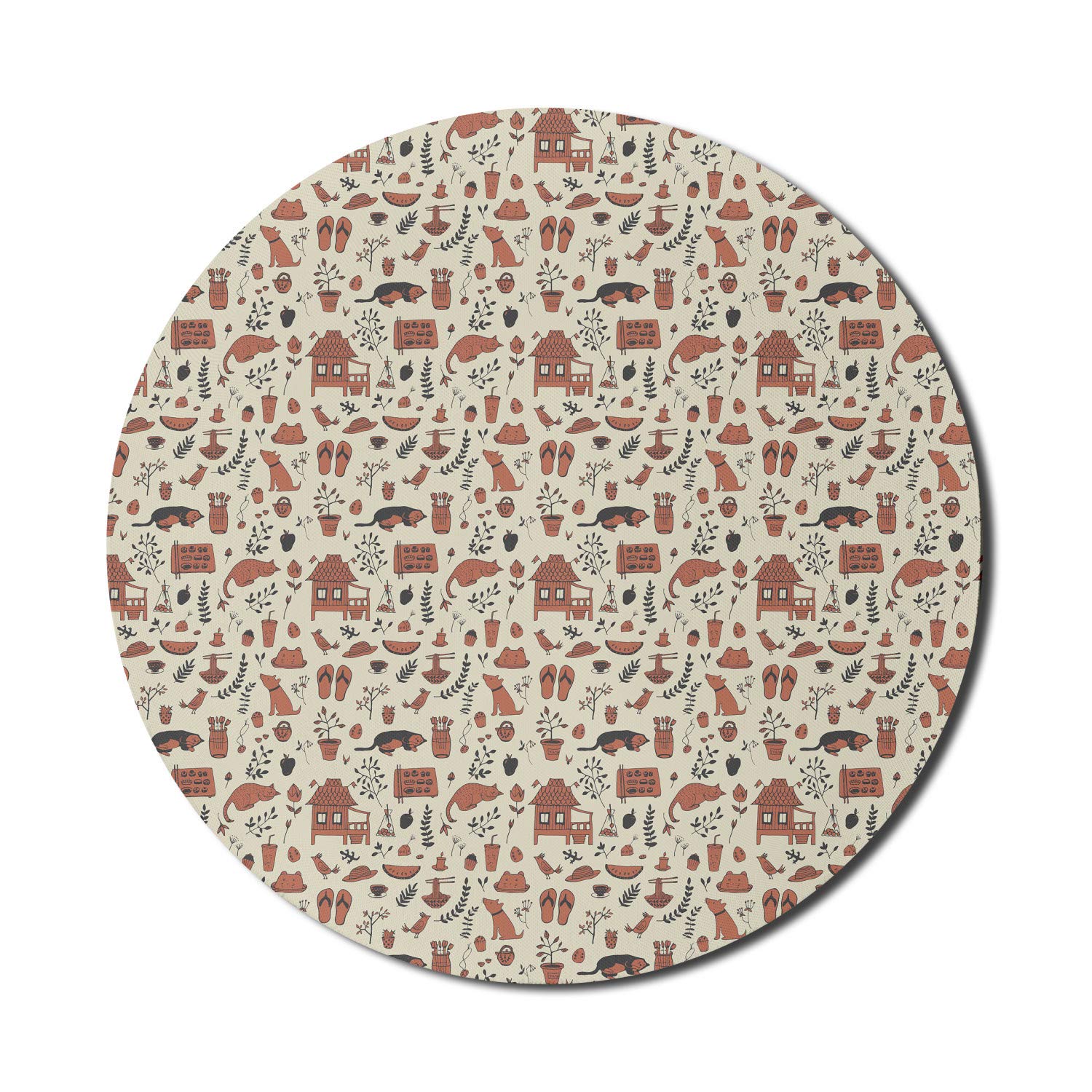 Ambesonne Round Non-Slip Cartoon Mouse Pad - 8