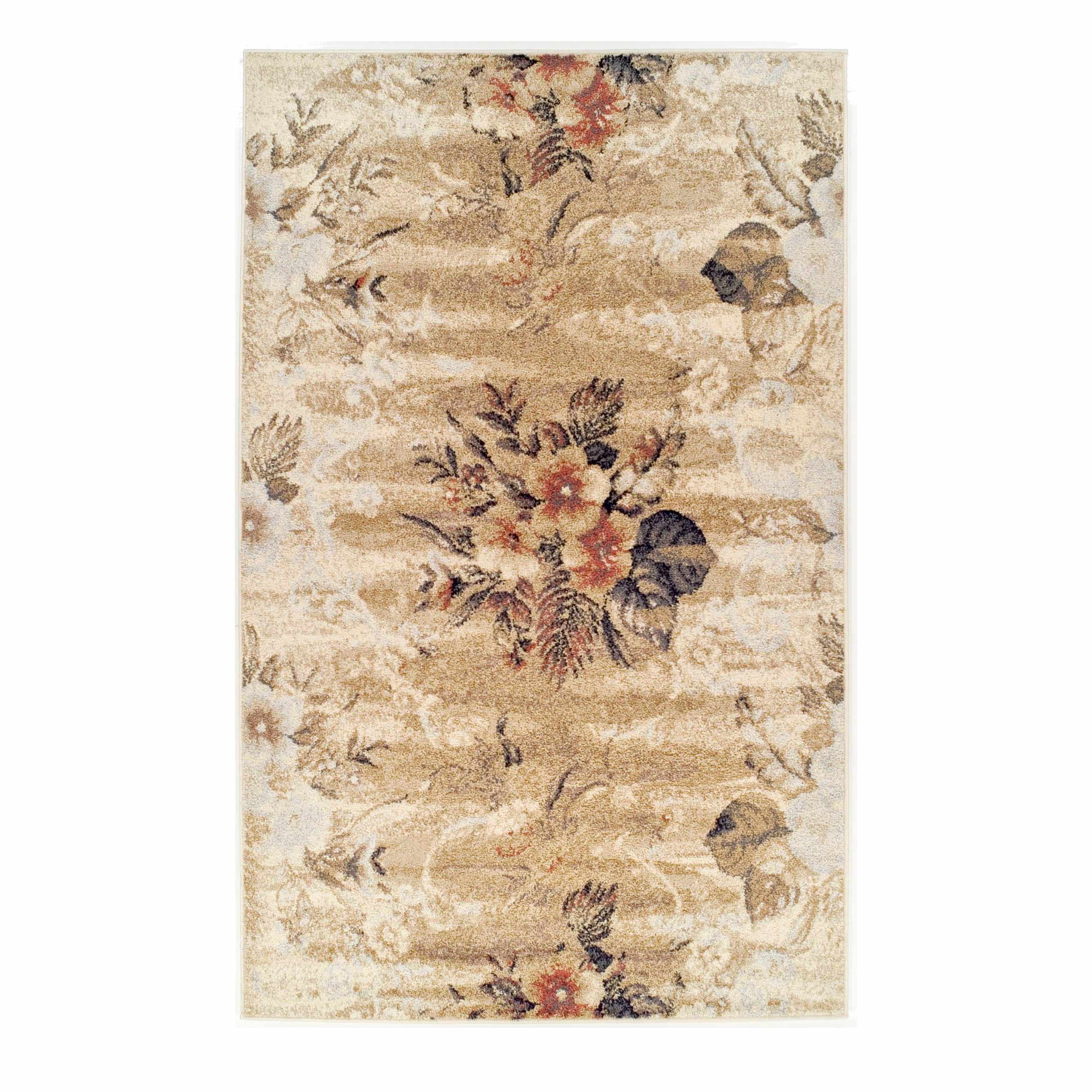 Soft Washed Floral Indoor Area Rug - Non-Slip Living Room Bedroom Decor for Home Comfort