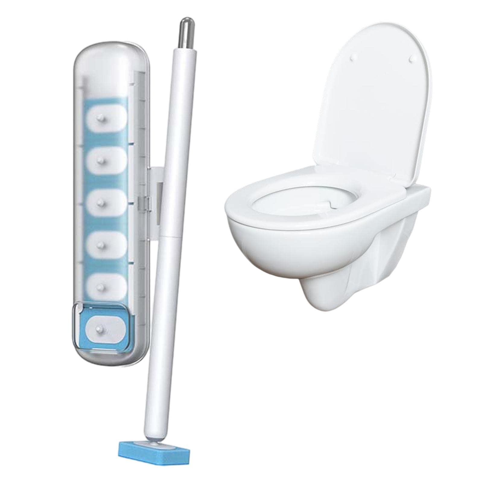 Toilet Wand and Storage Caddy - Long Handle Toilet Bowl Brush with Wall Mounted Magnetic Holder | Bathroom Cleaning Tools for Hard-to-Reach Areas | Ideal for Home, Apartment & RV Use