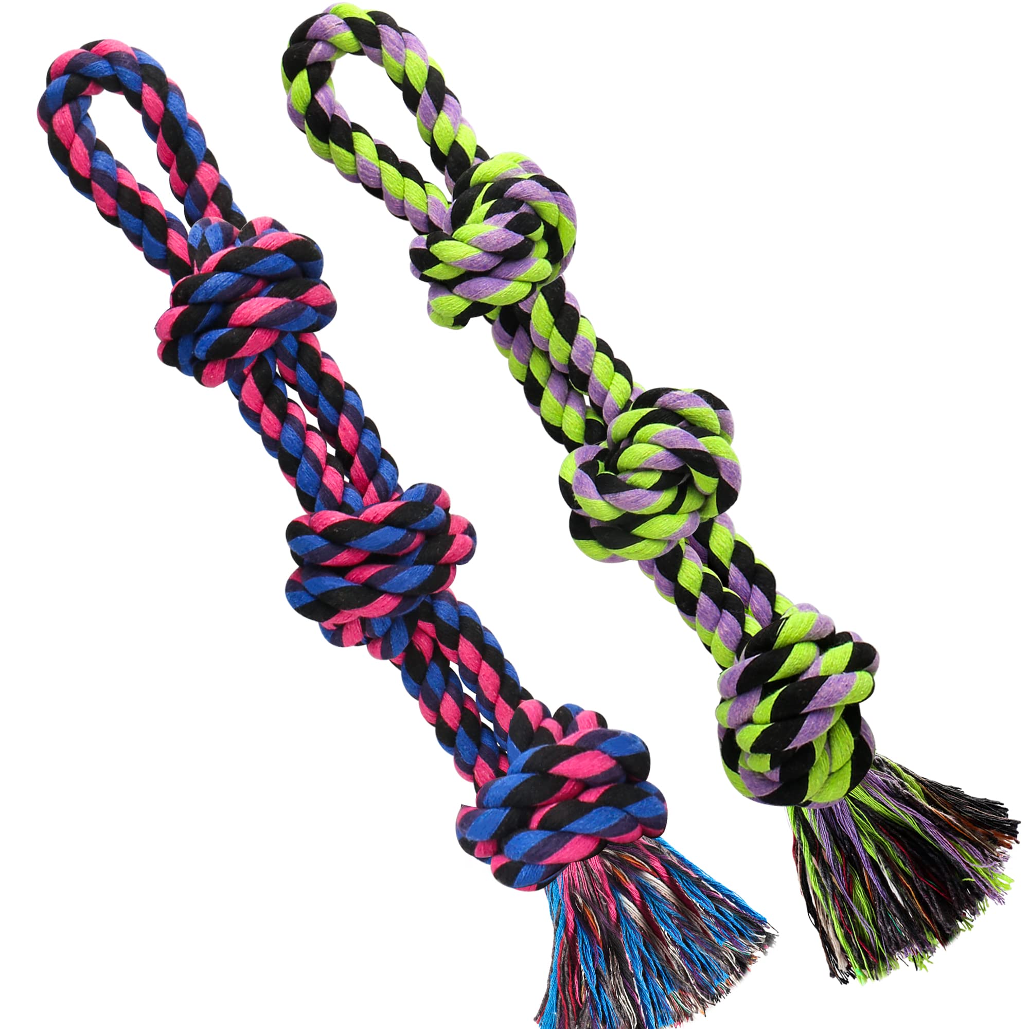 UPSKY Durable Dog Rope Toys - 2 Pack Nearly Indestructible Chew Toys for Medium & Large Breed Dogs | Dental Cleaning, Teething Relief & Tug-of-War Play | Perfect for Aggressive Chewers & Boredom Busters - Great for Indoor/Outdoor Playtime & Training Sessions