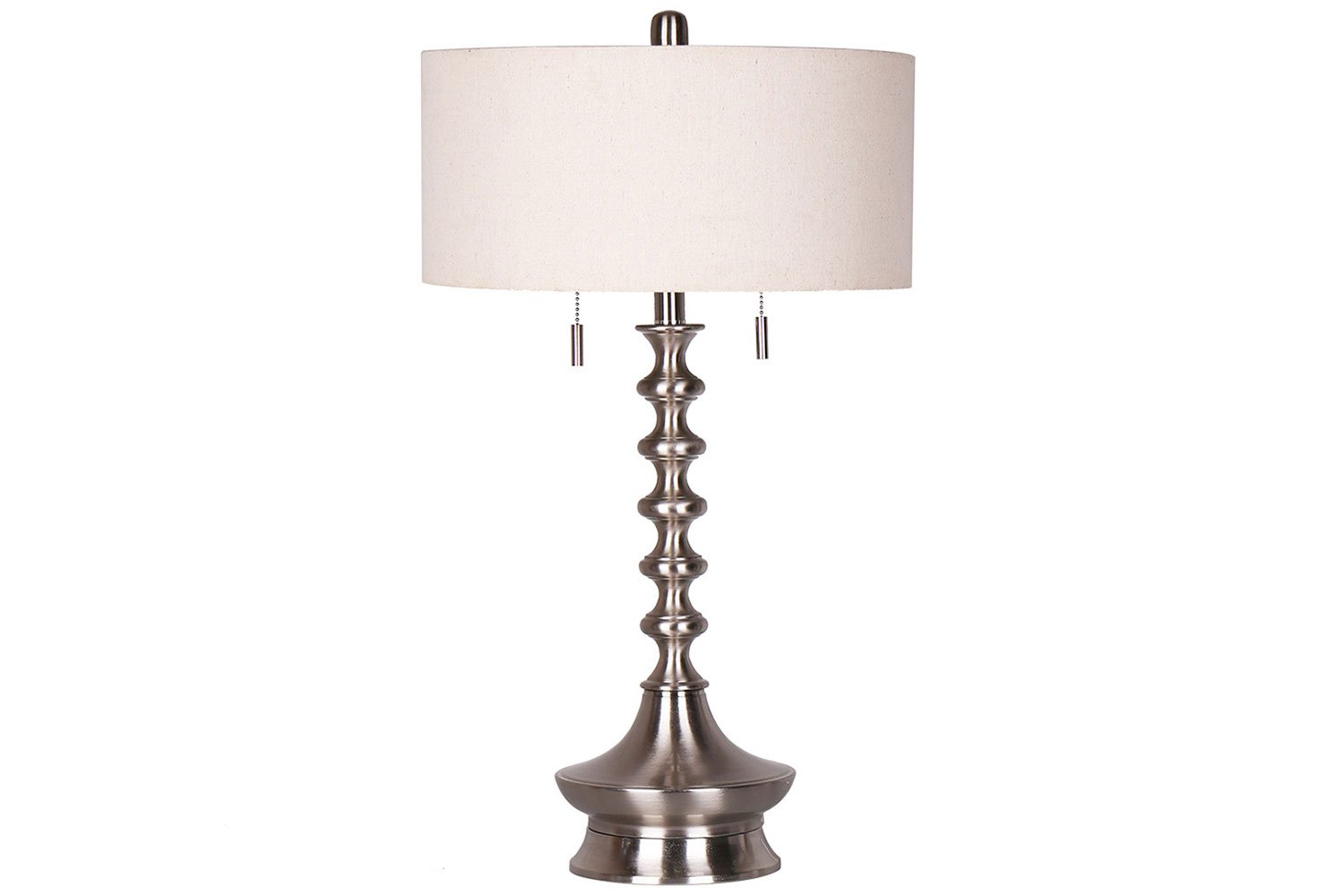 Modern Table Lamp with Iron Base & Brushed Metal Finish - Bedside, Living Room, Office Lighting Decor
