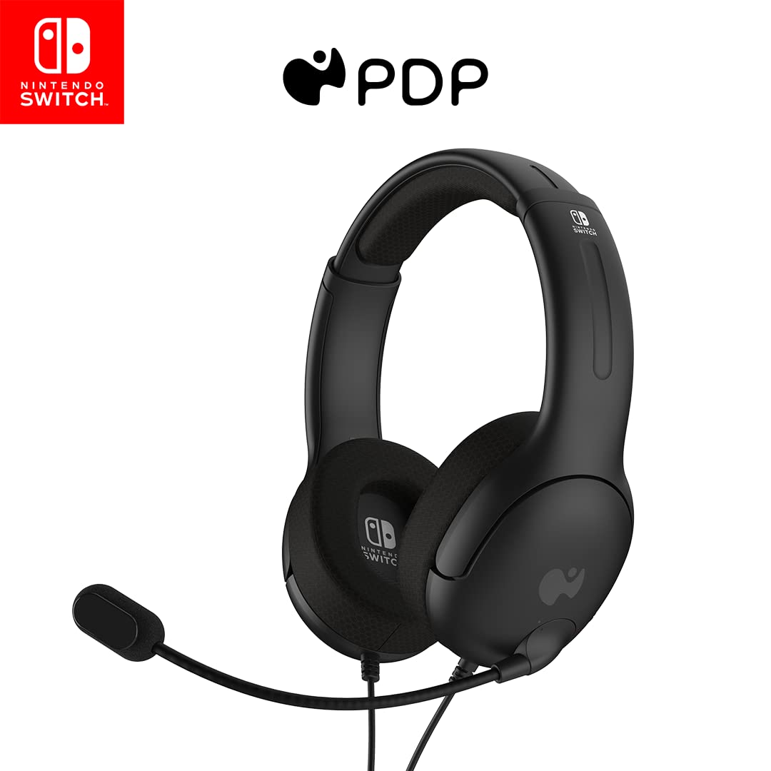 PDP Gaming LVL40 Stereo Headset with Microphone - Compatible with Nintendo Switch, PC, iPad, Mac & Laptops - Noise Cancelling Mic, Lightweight On-Ear Headphones with Soft Cushions & 3.5mm Jack (Black) - Perfect for Gaming, Online Classes & Remote Work