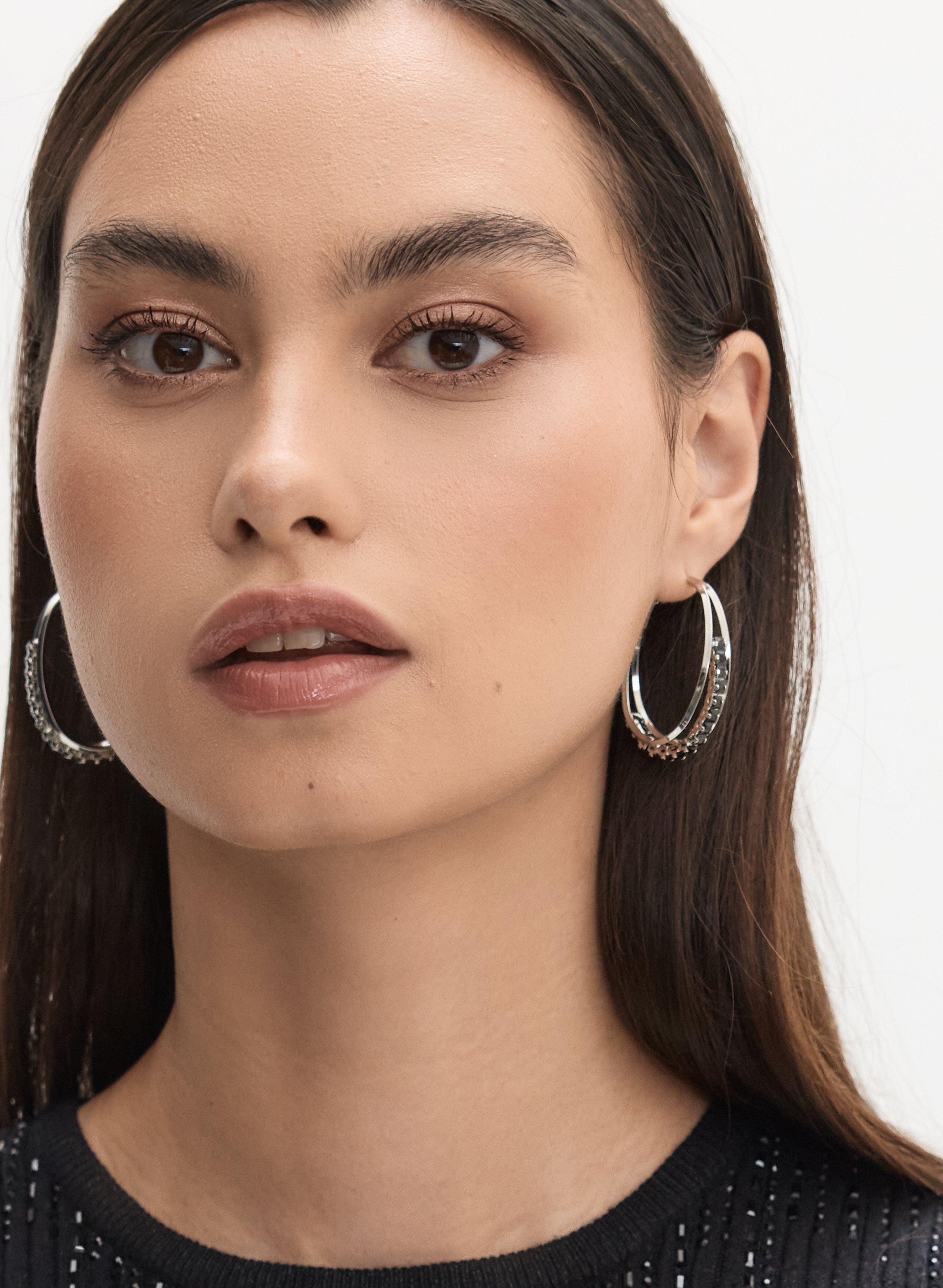 Stylish Embellished Double Hoop Earrings for Women - Trendy Fashion Jewelry for Parties, Weddings & Everyday Wear