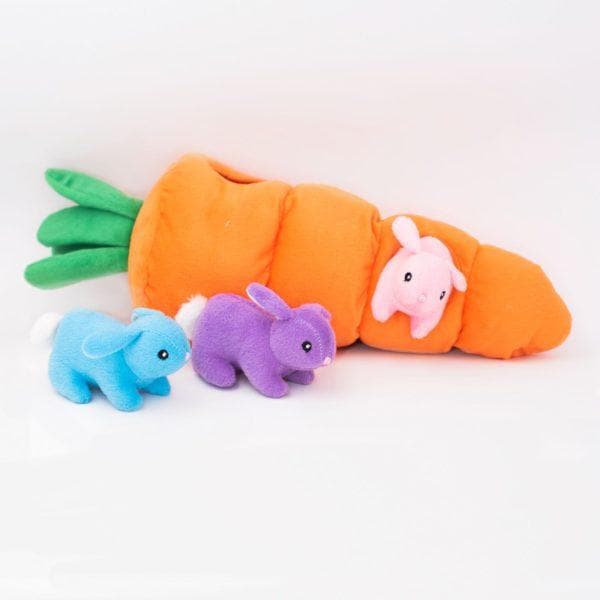 Easter Bunny Plush Toy with Carrot - Zippy Burrow Stuffed Animal for Kids, Soft & Cuddly Easter Gift (Perfect for Easter Basket Stuffers, Spring Decor & Toddler Playtime)
