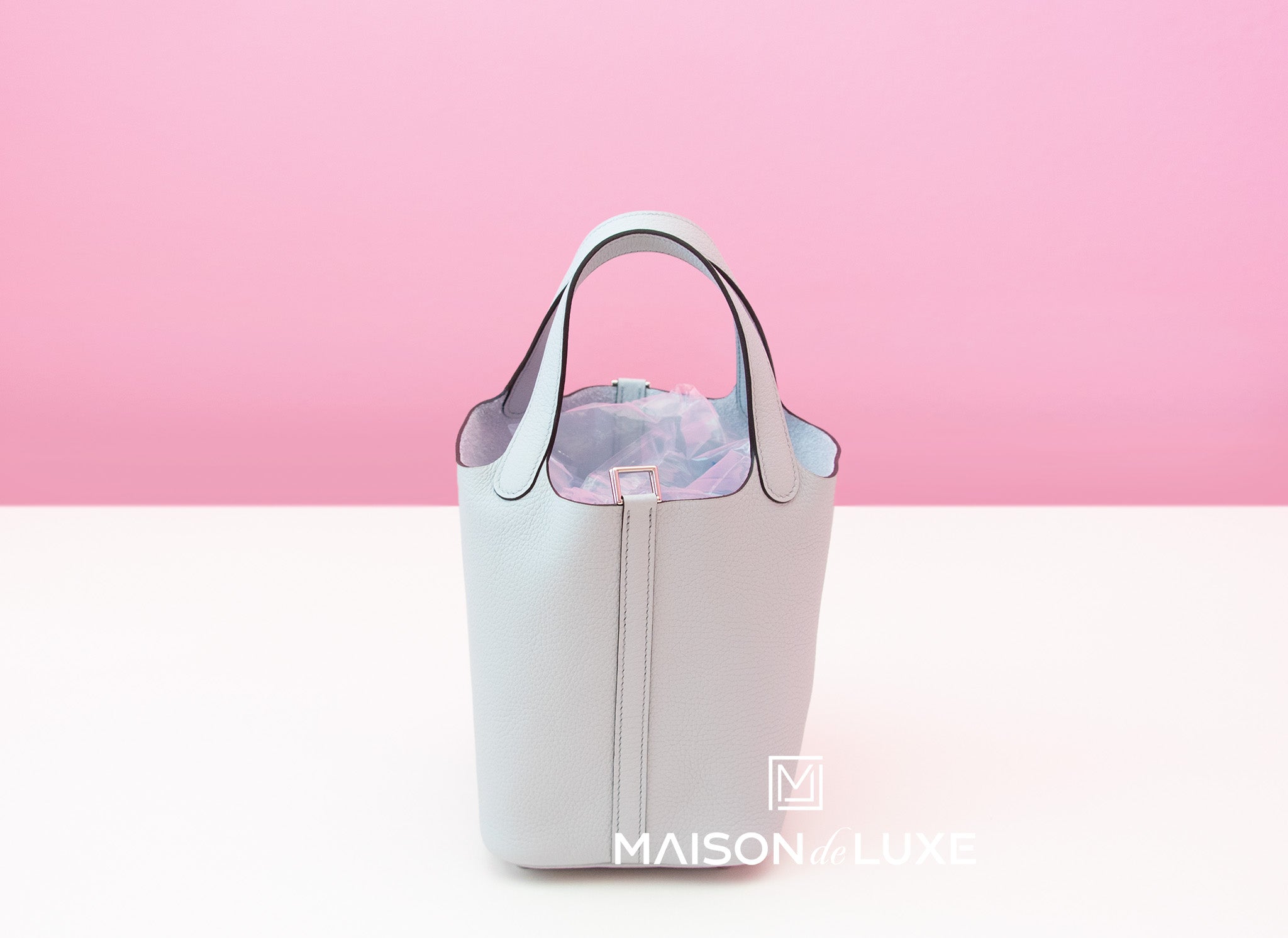 Hermes Picotin Lock 18 Handbag in Pale Blue | Luxury Leather Tote Bag for Women | Perfect for Everyday Use, Shopping & Travel