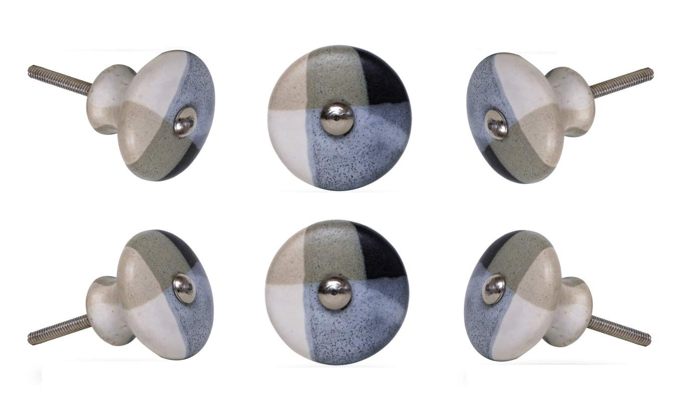 TRINCA-FERRO Set of 6 Ceramic Cabinet Knobs - Stylish Drawer Pulls for Kitchen, Bathroom, Bedroom, Office, Wardrobe & Dresser - Durable & Decorative Hardware for Home Décor