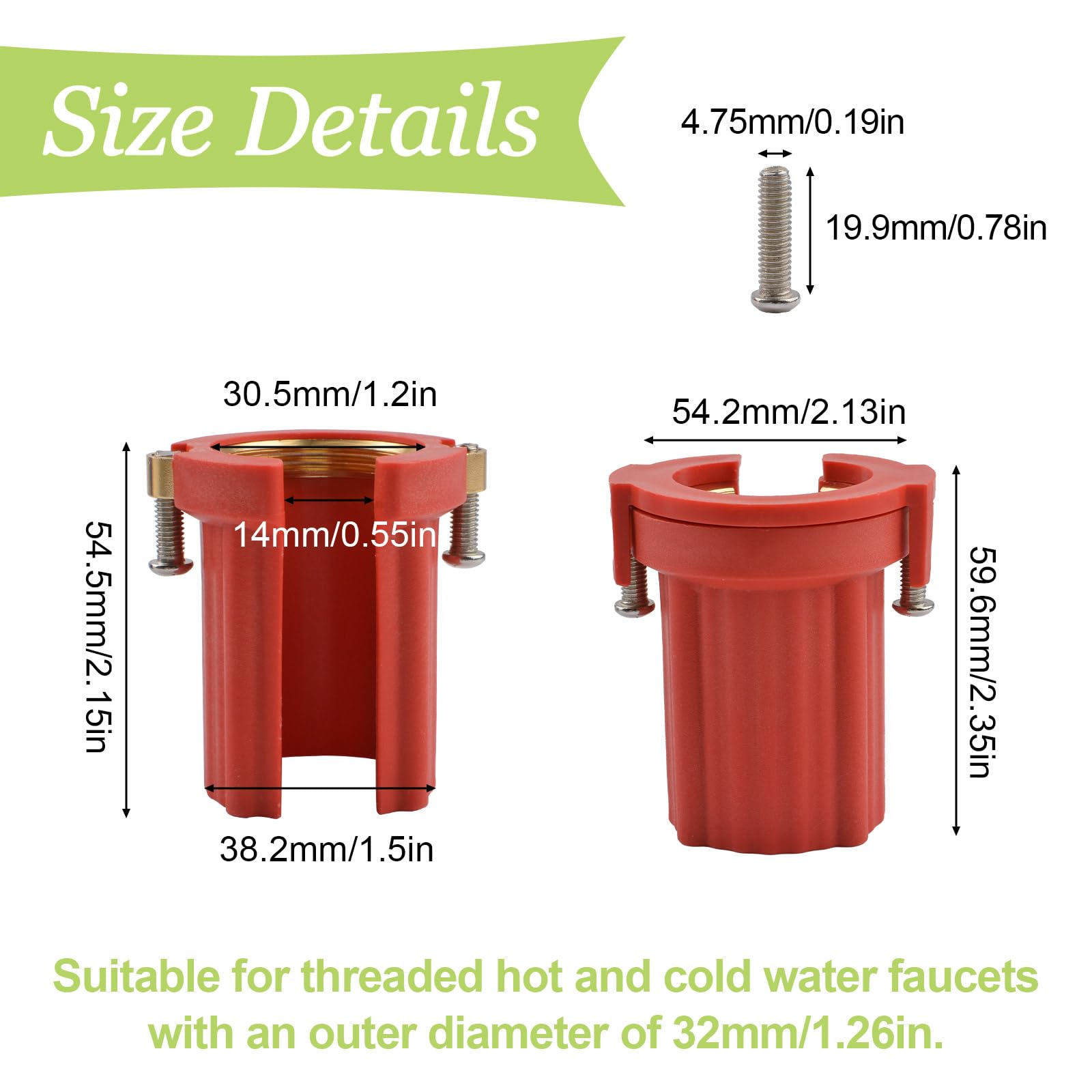 3PCS ABS Plastic Hot and Cold Water Faucet Lock Nuts - Anti-Loosening Fixing Nuts for Kitchen & Bathroom Faucets (Red) - Perfect for Leak Prevention in Sinks, Tubs, and Showers