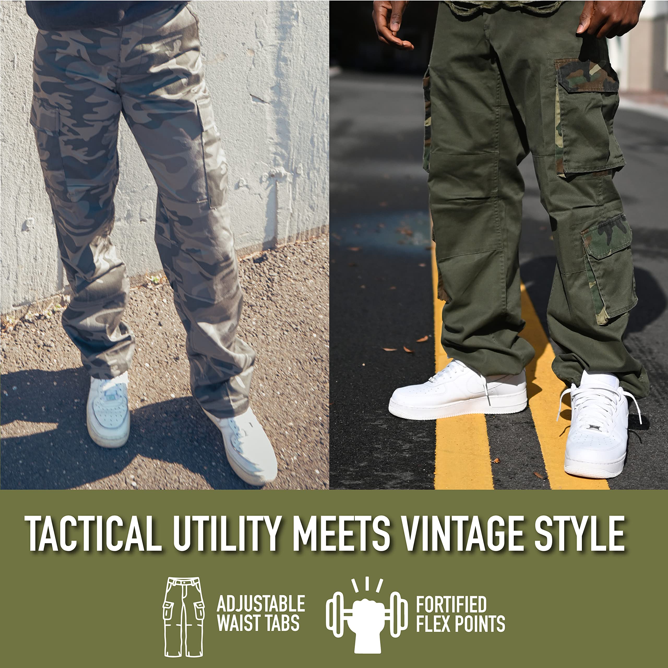Rothco Vintage Paratrooper Fatigue Pants - Military Cargo Pants with Camouflage Pattern for Outdoor Hiking, Camping & Tactical Use