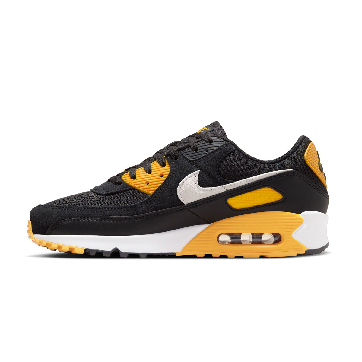 Nike Air Max 90 Men's Running Shoes - Black/University Gold Colorway - Comfortable Cushioned Sneakers for Jogging, Gym Workouts & Casual Streetwear