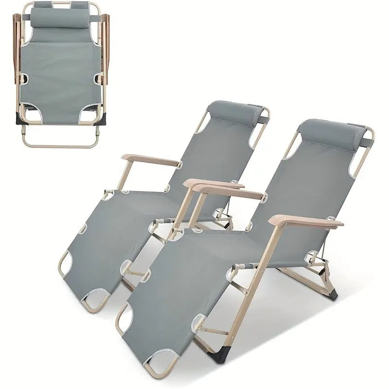 Premium Grey Deck Chair - Heavy Duty Folding Outdoor Lounge Chair for Patio, Poolside, Beach & Garden Relaxation