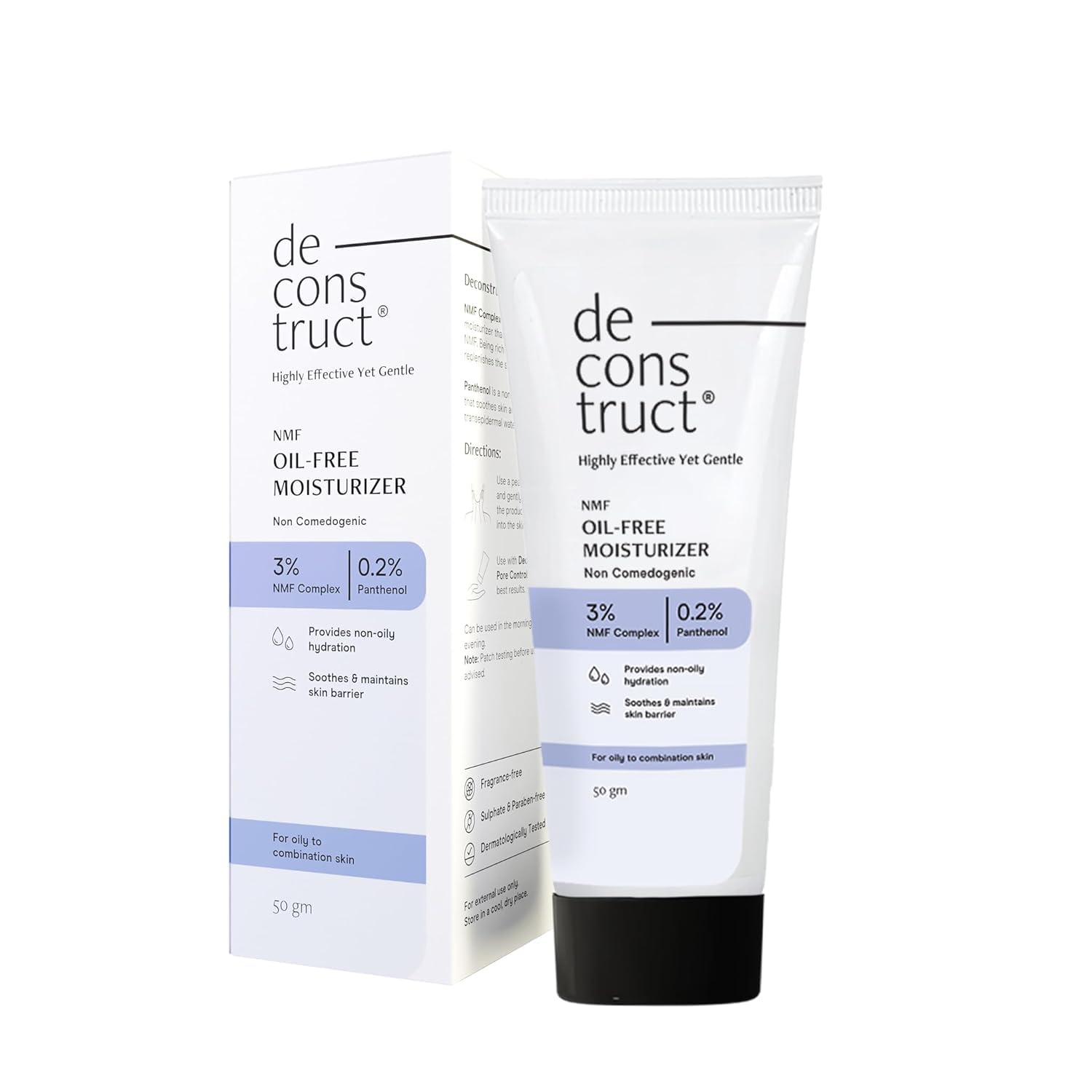 Oil-Free Moisturizer for Oily Skin - 3% NMF Complex & 0.2% Panthenol - Lightweight Gel Face Cream for Oily & Combination Skin - Hydrating & Non-Greasy Formula - 50g - Perfect for Daily Skincare Routine & Summer Hydration
