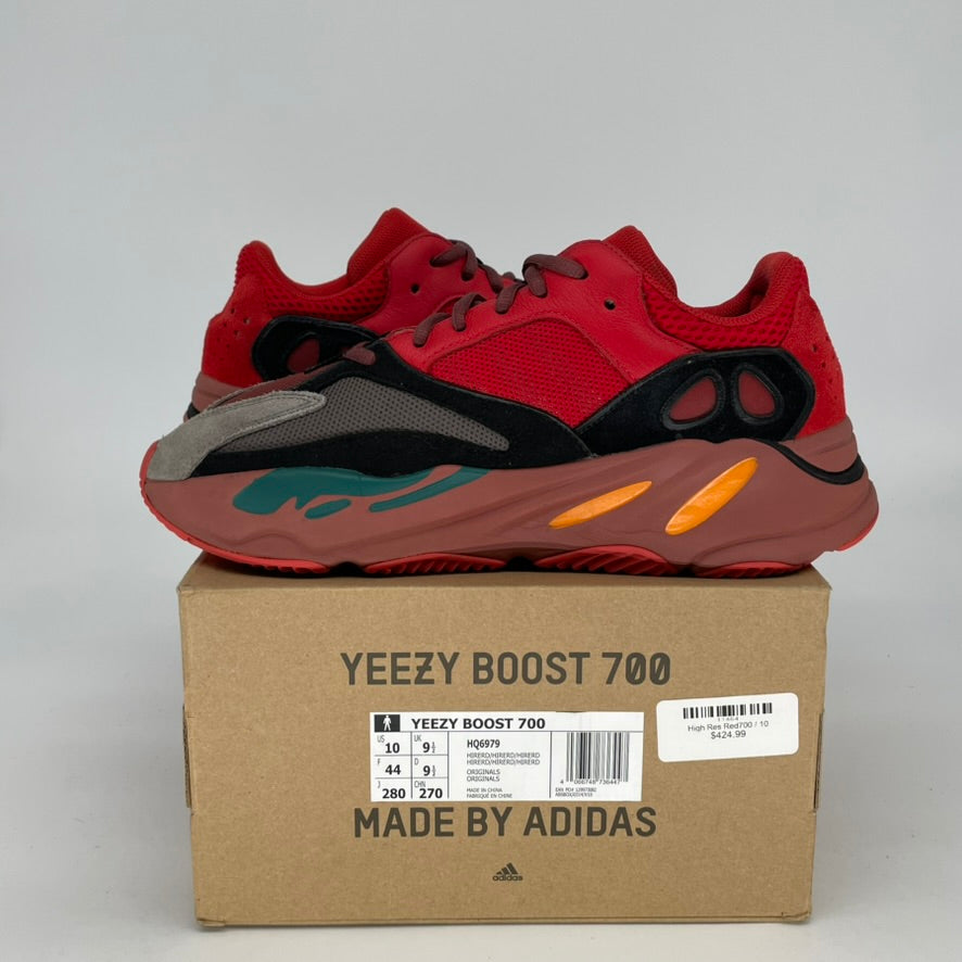 Adidas Yeezy Boost 700 Hi-Res Red Sneakers - Men's Size 10 / Women's Size 11.5 (HQ6979) | Comfortable Running Shoes for Gym, Casual Wear & Street Fashion