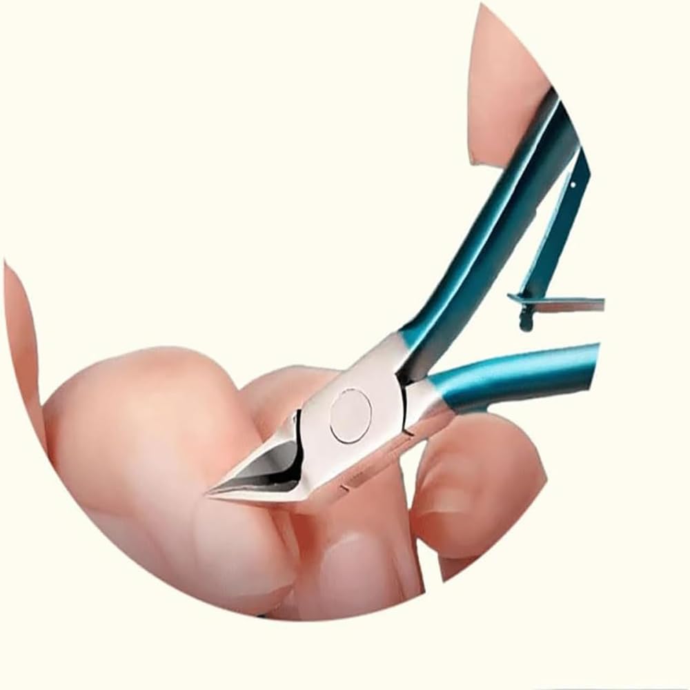 Outfany EasyClip Stainless Steel Long Handle Toenail Clippers - Professional Ingrown & Thick Nail Trimmer for Seniors & Diabetics - Durable Black Toe Nail Cutter for Easy Grip & Precise Cutting (Home, Travel & Pedicure Use)