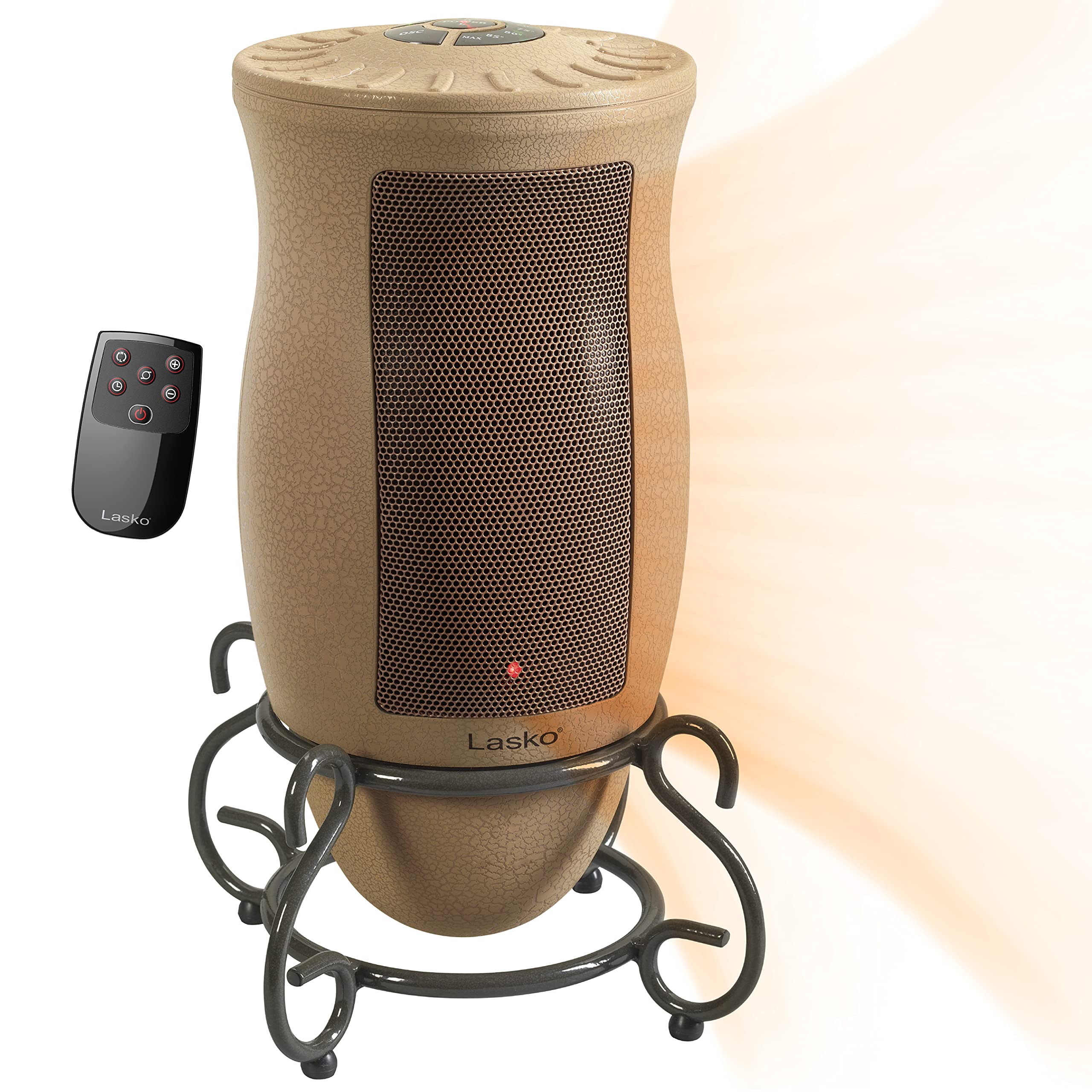 Lasko Designer Series Ceramic Space Heater with Oscillation, Remote Control & Timer - Quiet Portable Electric Heater for Bedroom, Office, Living Room - Beige Home Heating Solution
