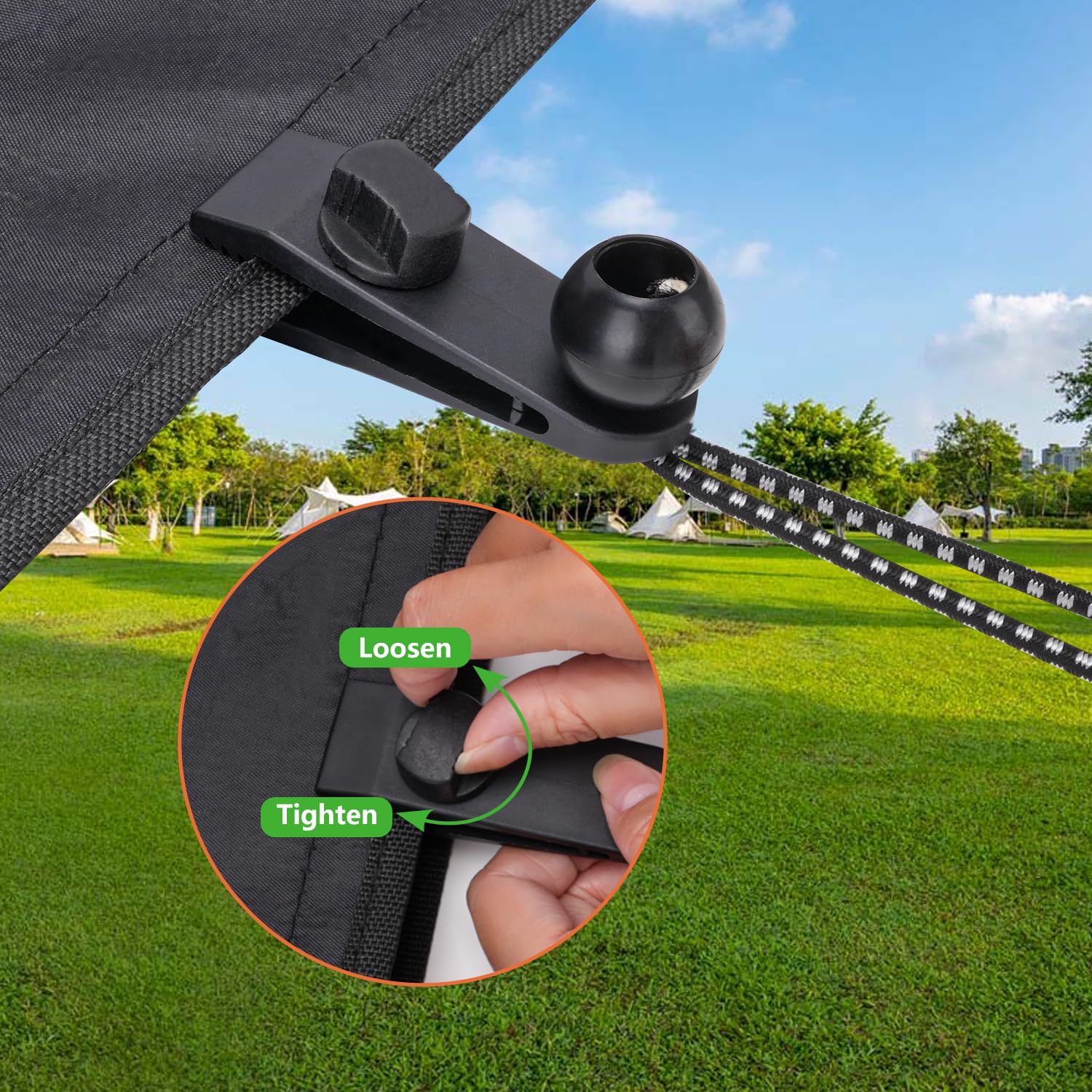 Heavy Duty Tarp Clips 10 Pack - Locking Grip Clamps for Pool Covers, Boat Covers, Car Covers, Camping Tents & Awnings - Durable Shark Tent Fasteners Holder (10 Clips + Storage Bag) - Perfect for Outdoor Protection & Secure Covering