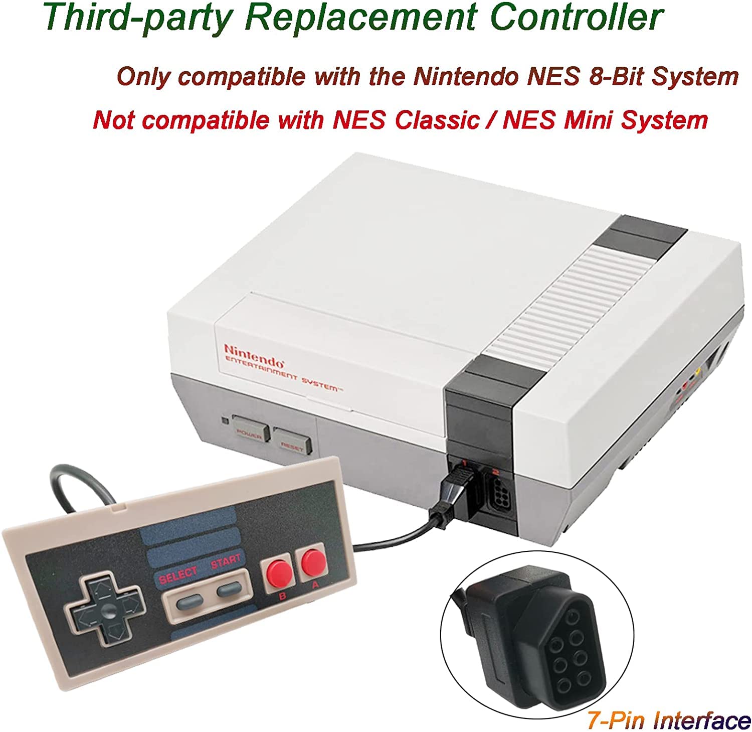 Original Nintendo NES Controller - 2 Pack Classic Gamepad for NES Console | Retro Gaming Accessories for Classic Nintendo Entertainment System | Perfect for Home Gaming & Collector's Display