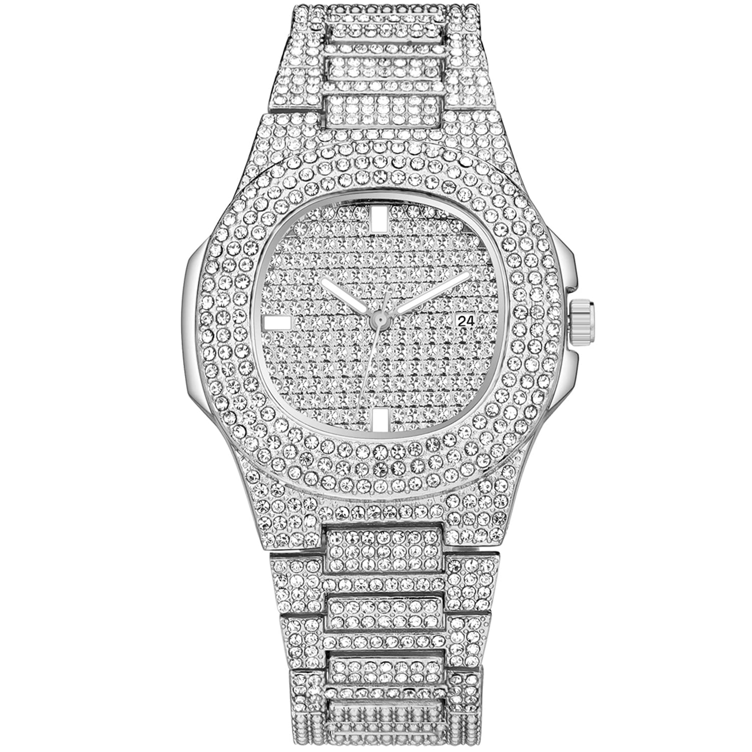 ManChDa Diamond Watch for Women & Men - Luxury Rhinestone Ice Out Watch with Full Diamonds, Quartz Movement, Stainless Steel Band in Silver/Gold | Perfect for Parties, Weddings & Special Occasions