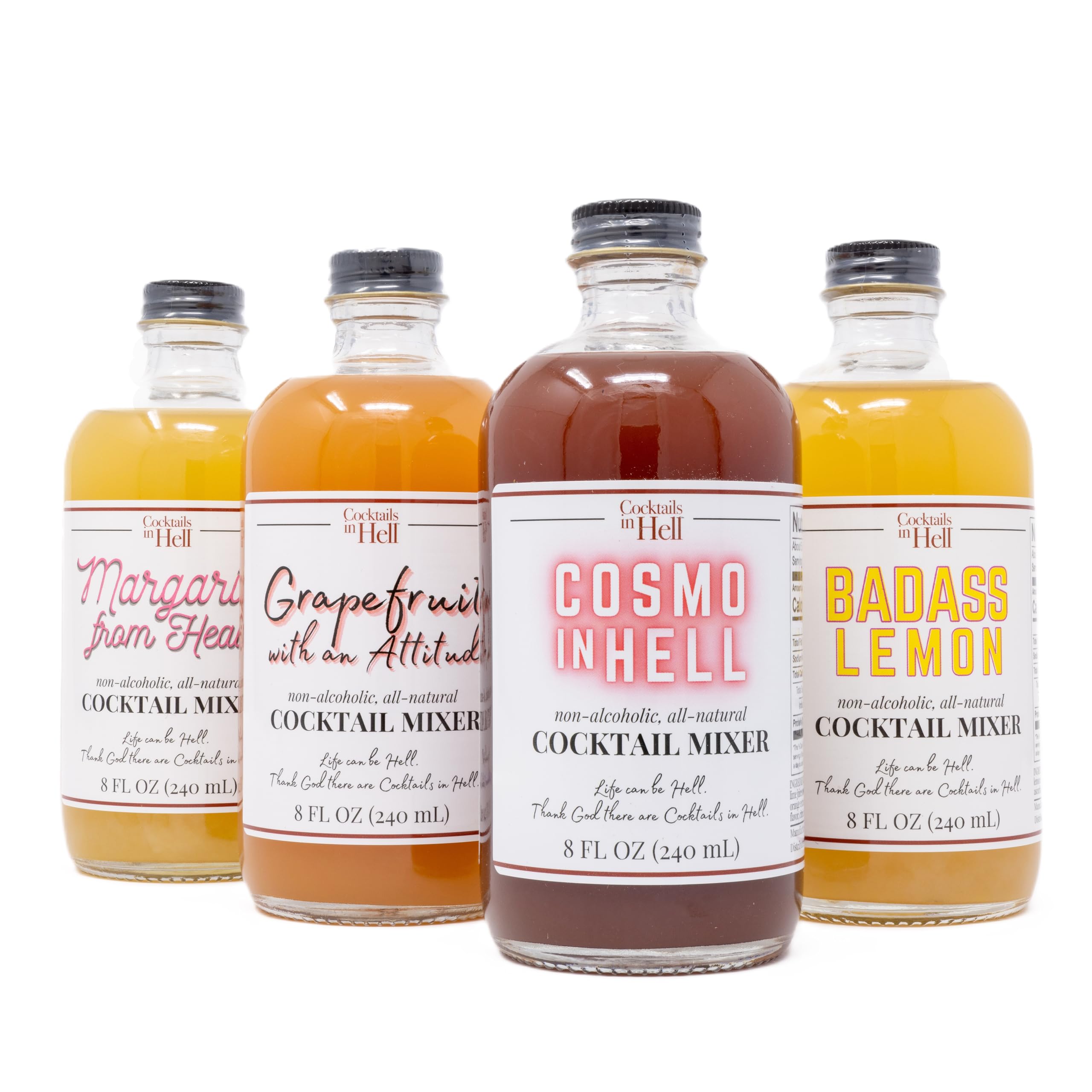 All-Natural Premium Cocktail Mixers Variety Pack - Non-Alcoholic, Gluten-Free, 4 Flavors (20+ Servings) | Perfect for Mocktails, Parties & Home Bartending