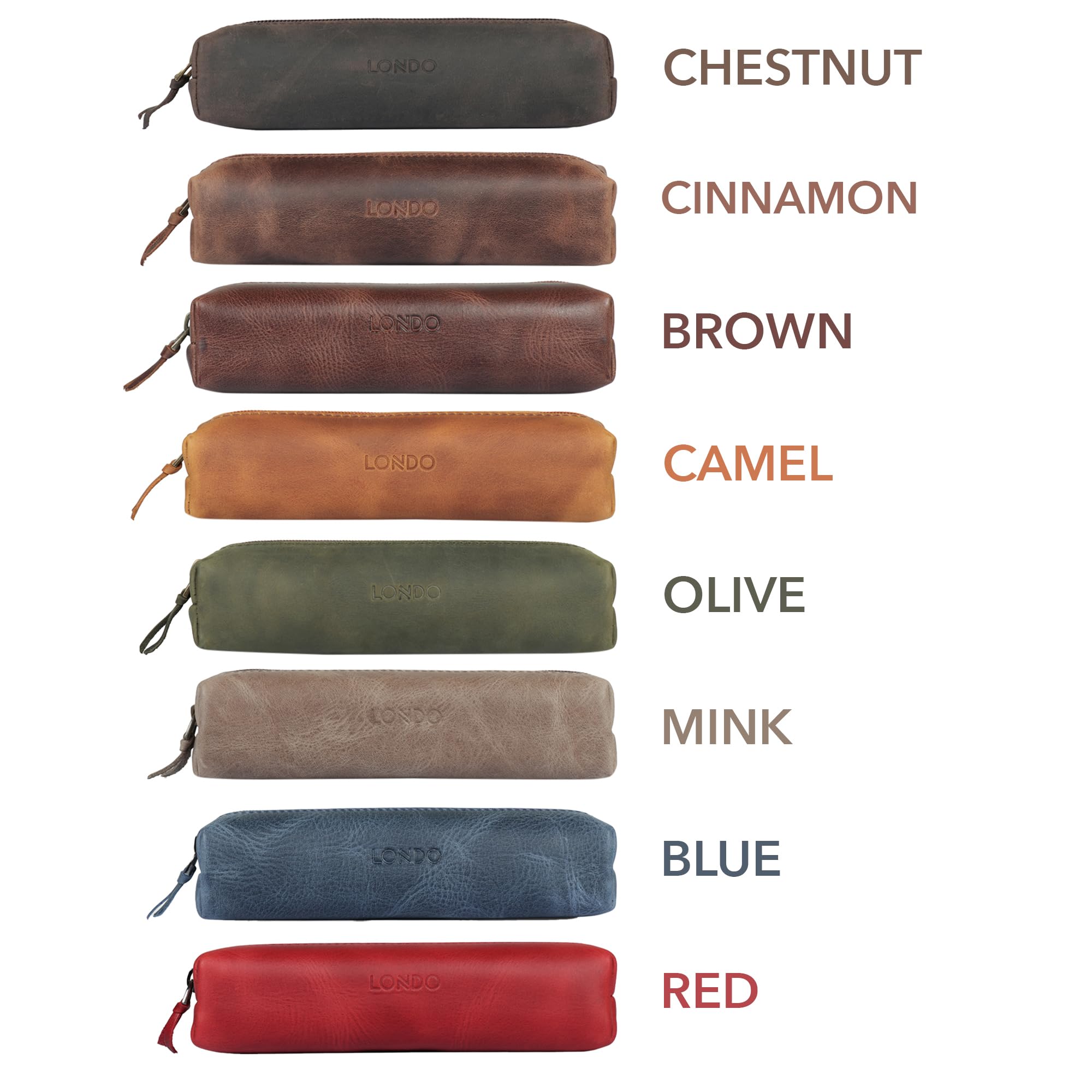 Genuine Leather Pencil Case with Zipper - for School & Office Use