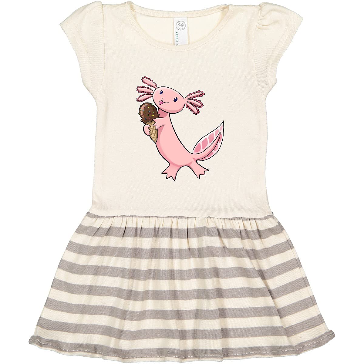 Inktastic Cute Axolotl Eating Ice Cream Toddler Dress - Adorable Baby Girl Outfit for Birthday, Photo Shoots & Casual Wear