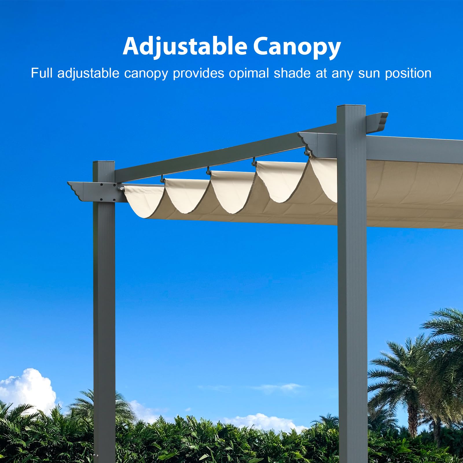 10x10ft Outdoor Pergola with Retractable Canopy - Matte Aluminum Frame & 4 Roller Shades - Grape Trellis Design for Patio, Backyard, Garden - Perfect for Outdoor Entertaining & Relaxation