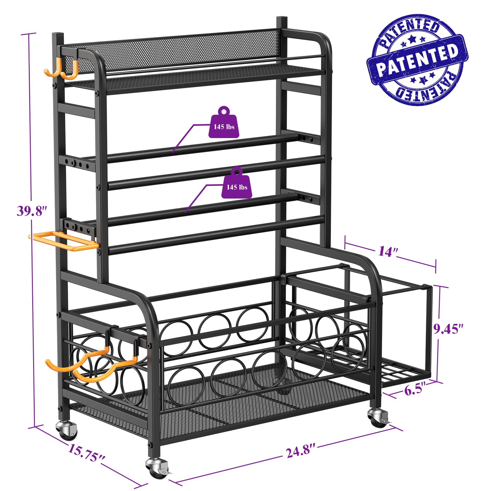 VOPEAK Heavy Duty Dumbbell Rack with Wheels - Adjustable Weight Stand for Home Gym Storage, Organizer for Dumbbells, Kettlebells, Yoga Mats & Strength Training Equipment - Perfect for Garage, Basement & Fitness Room Organization