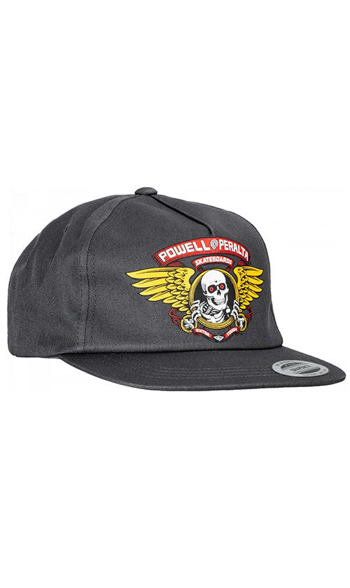 Powell Peralta Winged Ripper Snapback Cap - Charcoal Grey Adjustable Dad Hat for Skateboarding & Streetwear Fashion