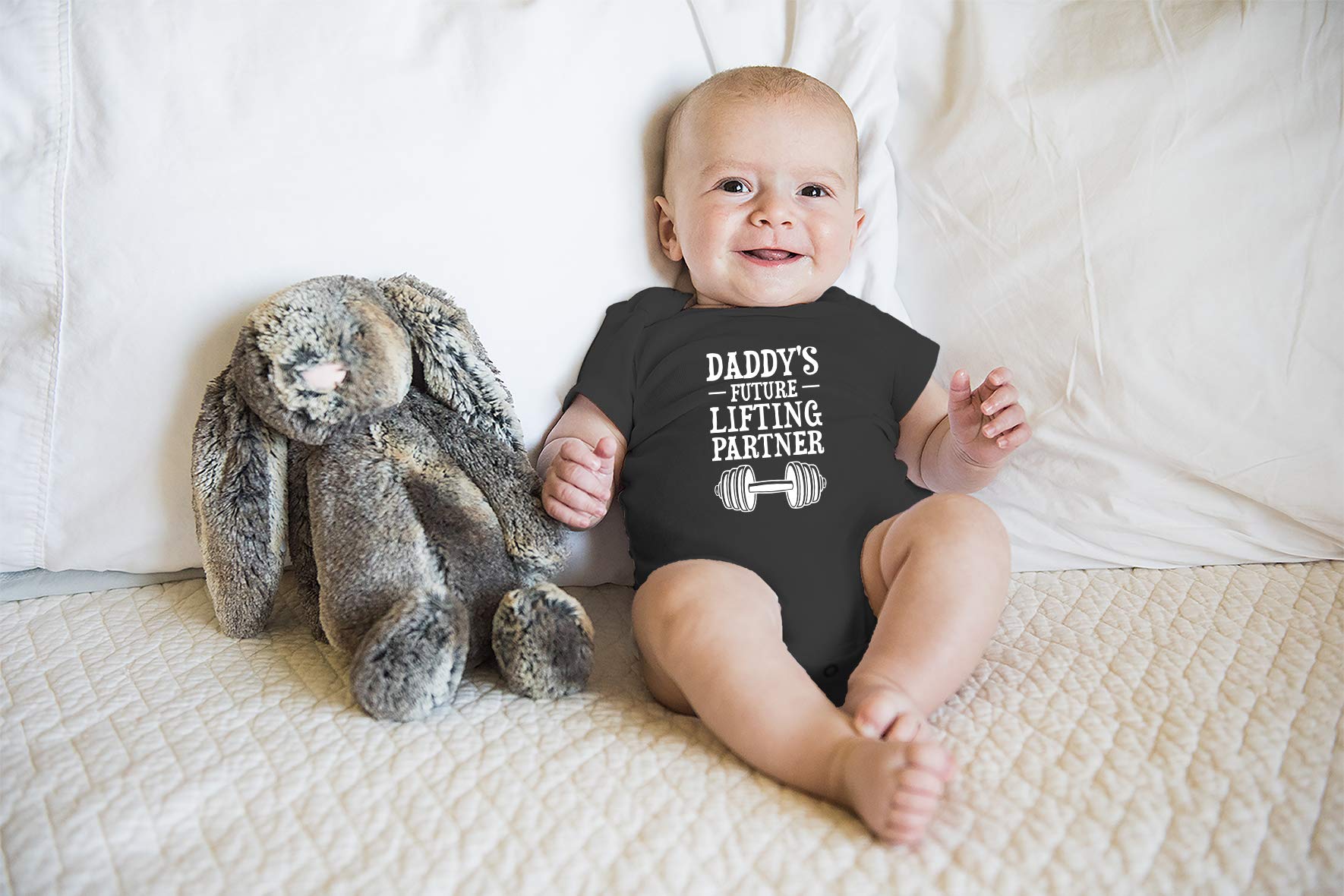 Funny Baby Bodysuit - 'Daddy's Future Lifting Partner' Onesie - Cute Newborn Clothes for Boys & Girls - Perfect for Gym Enthusiast Parents & Playtime